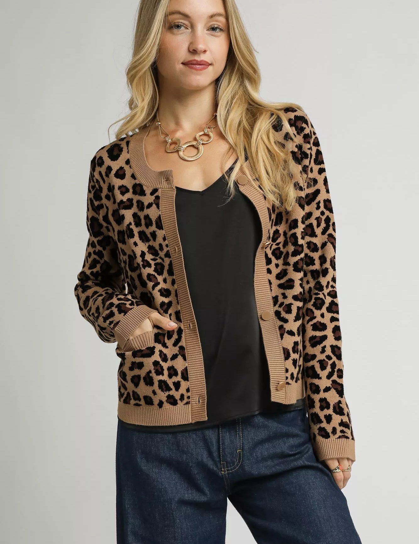 UMGEE Leopard Print Button-Down Cardigan on Simply Obsessed