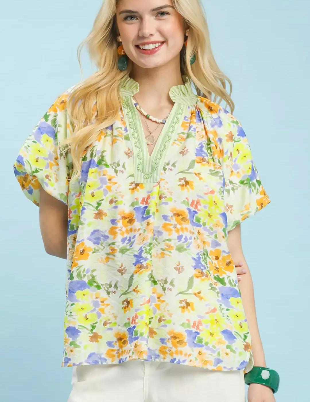 UMGEE Watercolor Floral Top on Simply Obsessed