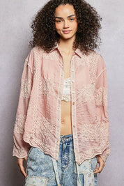 POL Embroidery Button Down Long Sleeve Shirt on Simply Obsessed