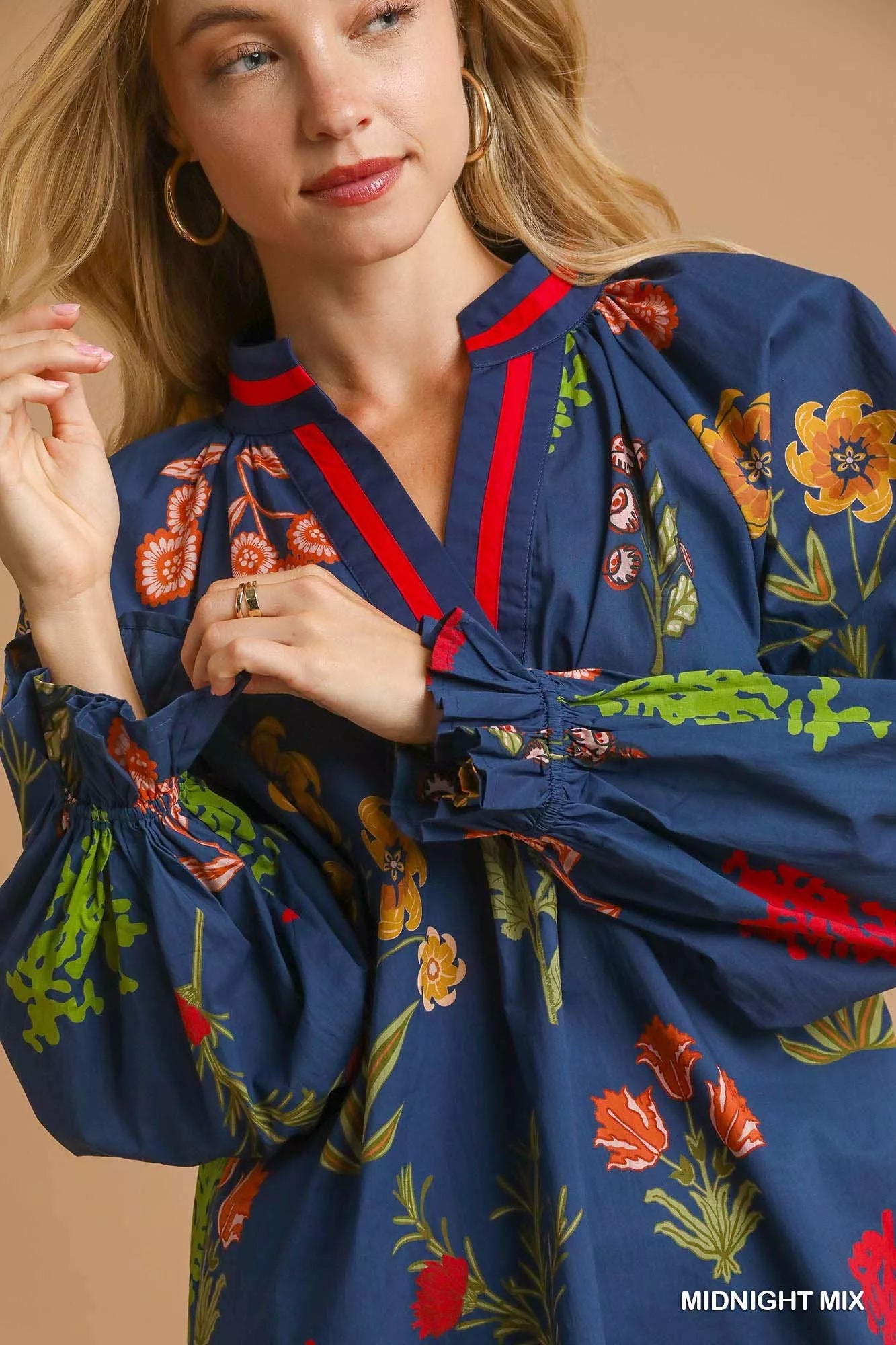 UMGEE Floral Print Flounce Sleeve Blouse on Simply Obsessed