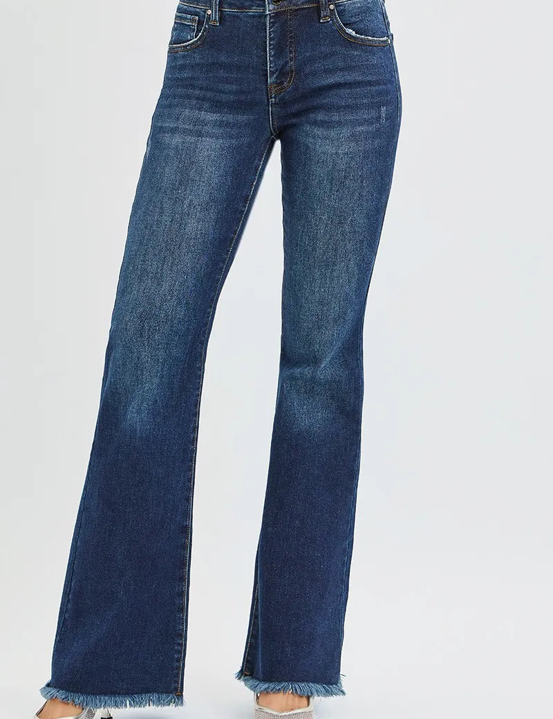 RISEN Full Size Tummy Control Mid Rise Flare Jeans Plus Size on Simply Obsessed