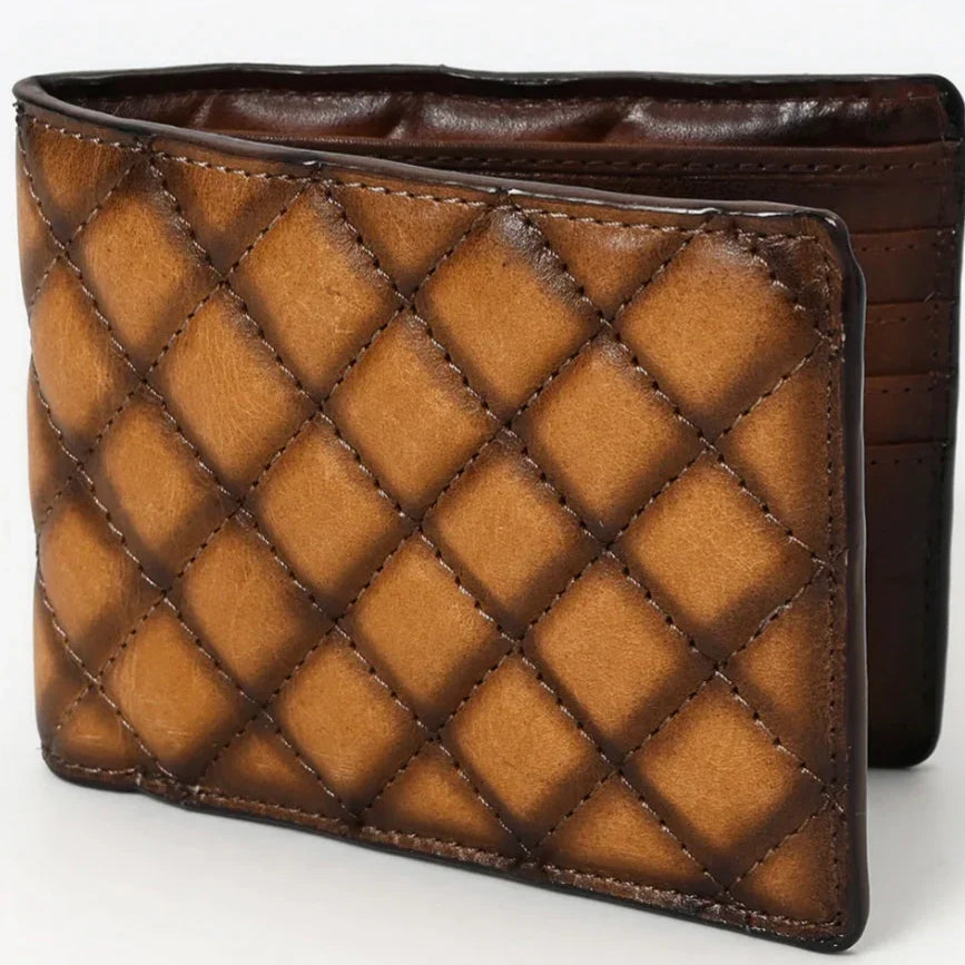 AMERICAN DARLING Criss Cross Print Genuine Leather Wallet on Simply Obsessed