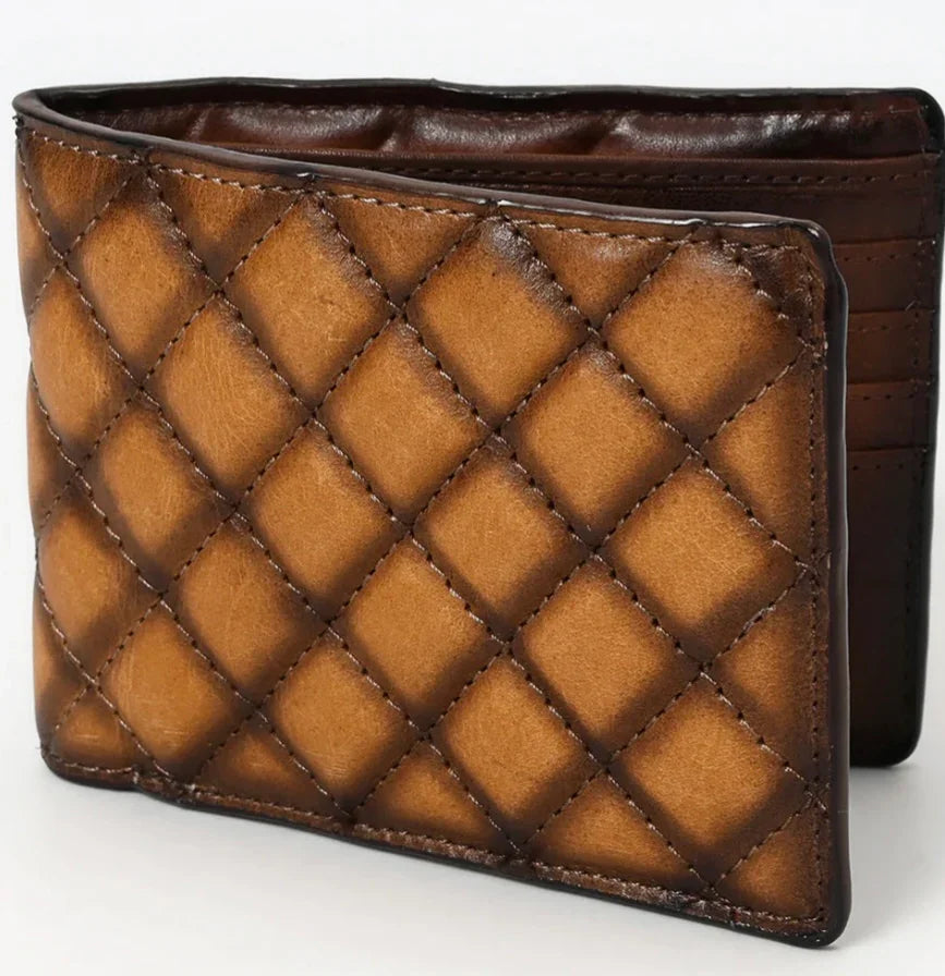 AMERICAN DARLING Criss Cross Print Genuine Leather Wallet on Simply Obsessed