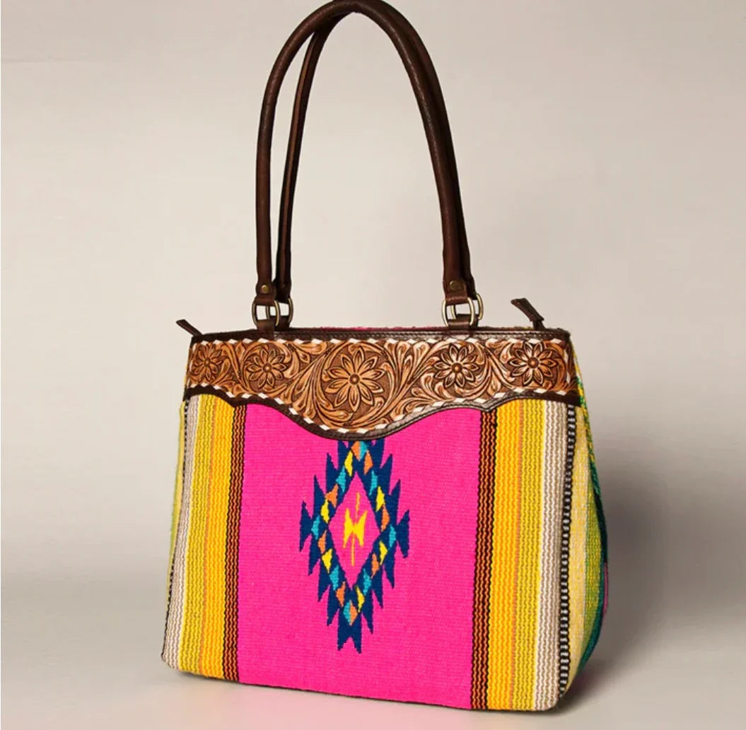 AMERICAN DARLING Hot Pink Genuine Leather Tote Bag on Simply Obsessed