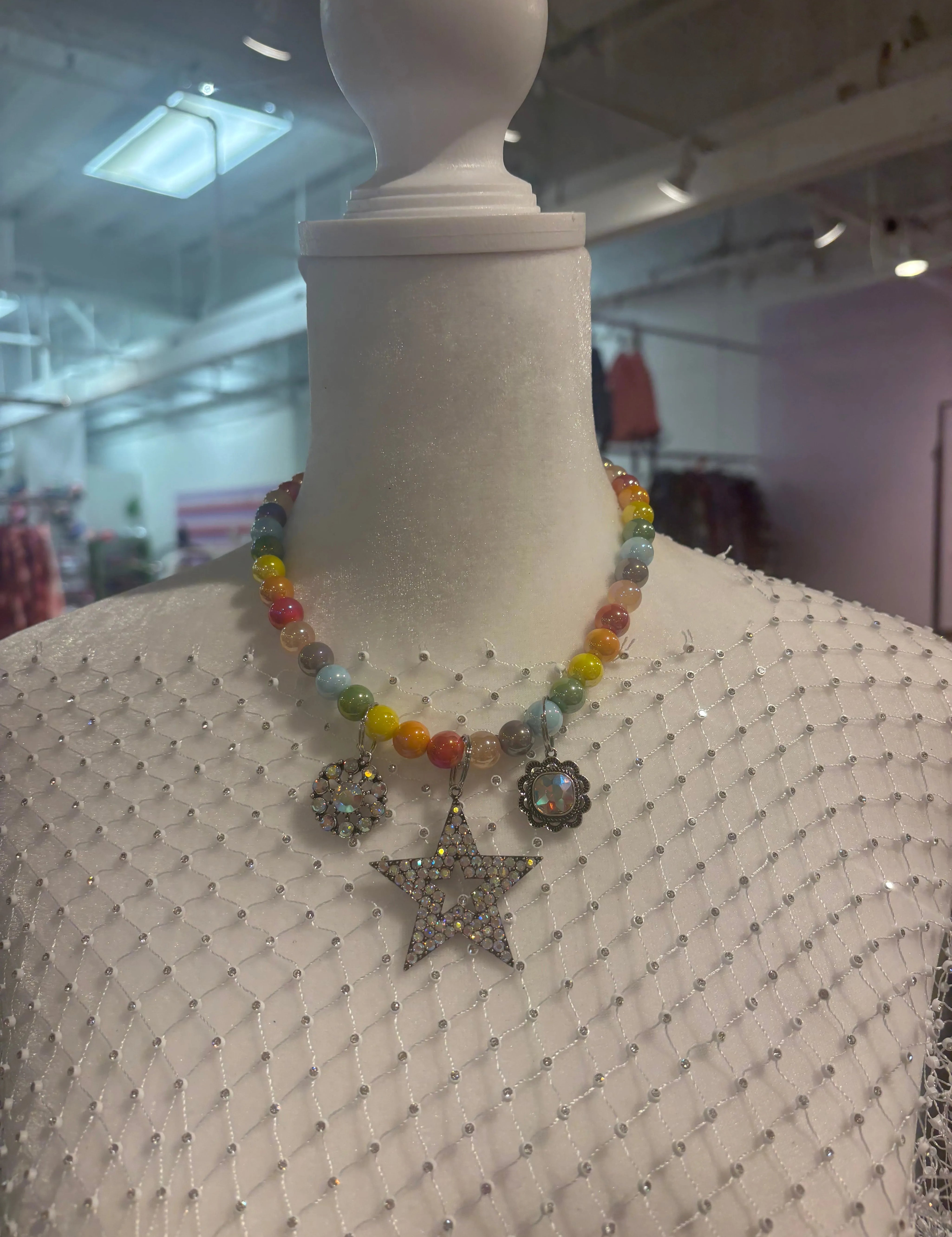 ATG AB Triple Charm Multi Beaded Necklace on Simply Obsessed