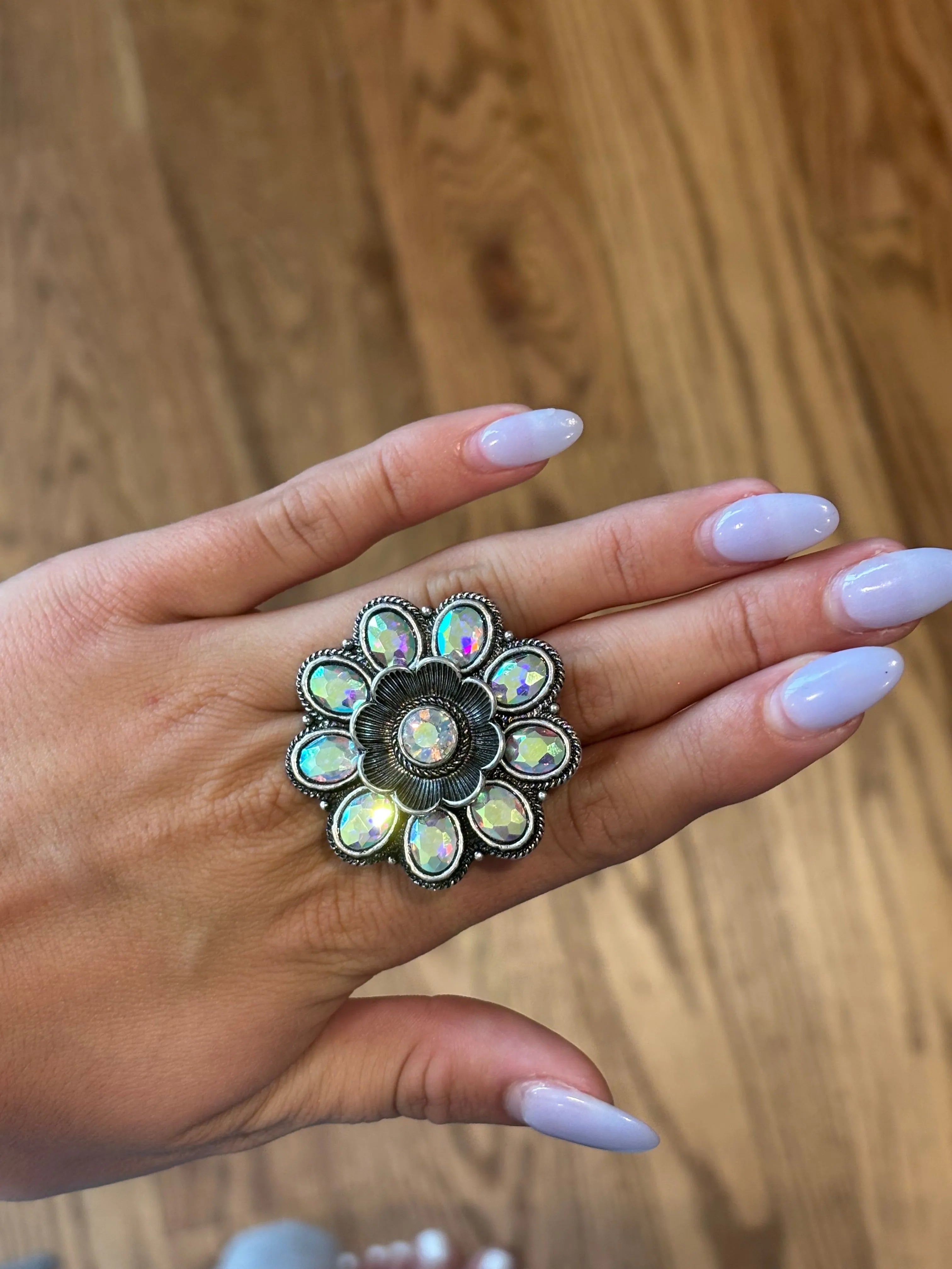 ATG Adjustable AB Flower Ring on Simply Obsessed