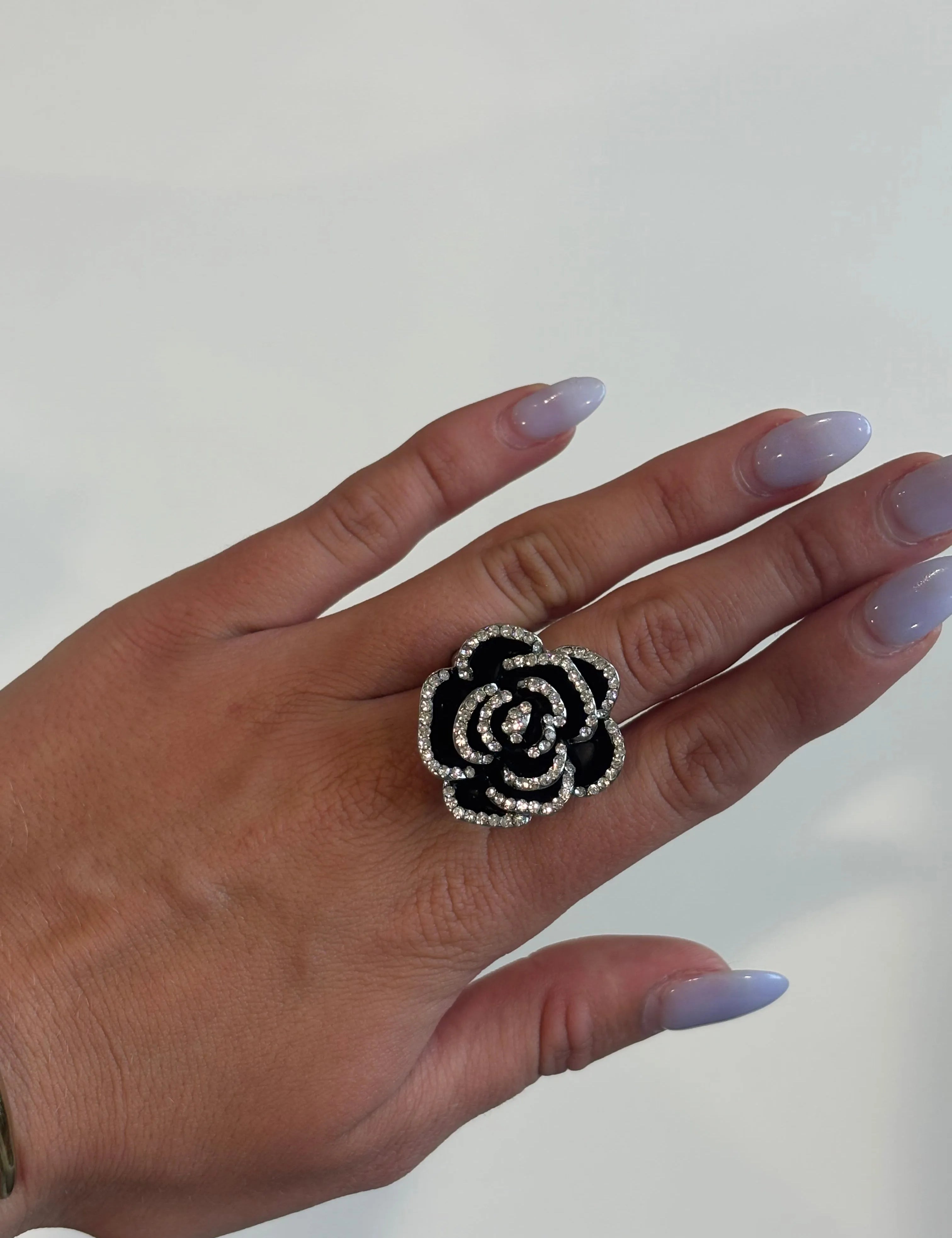 ATG Black Rose Stretchy Ring on Simply Obsessed