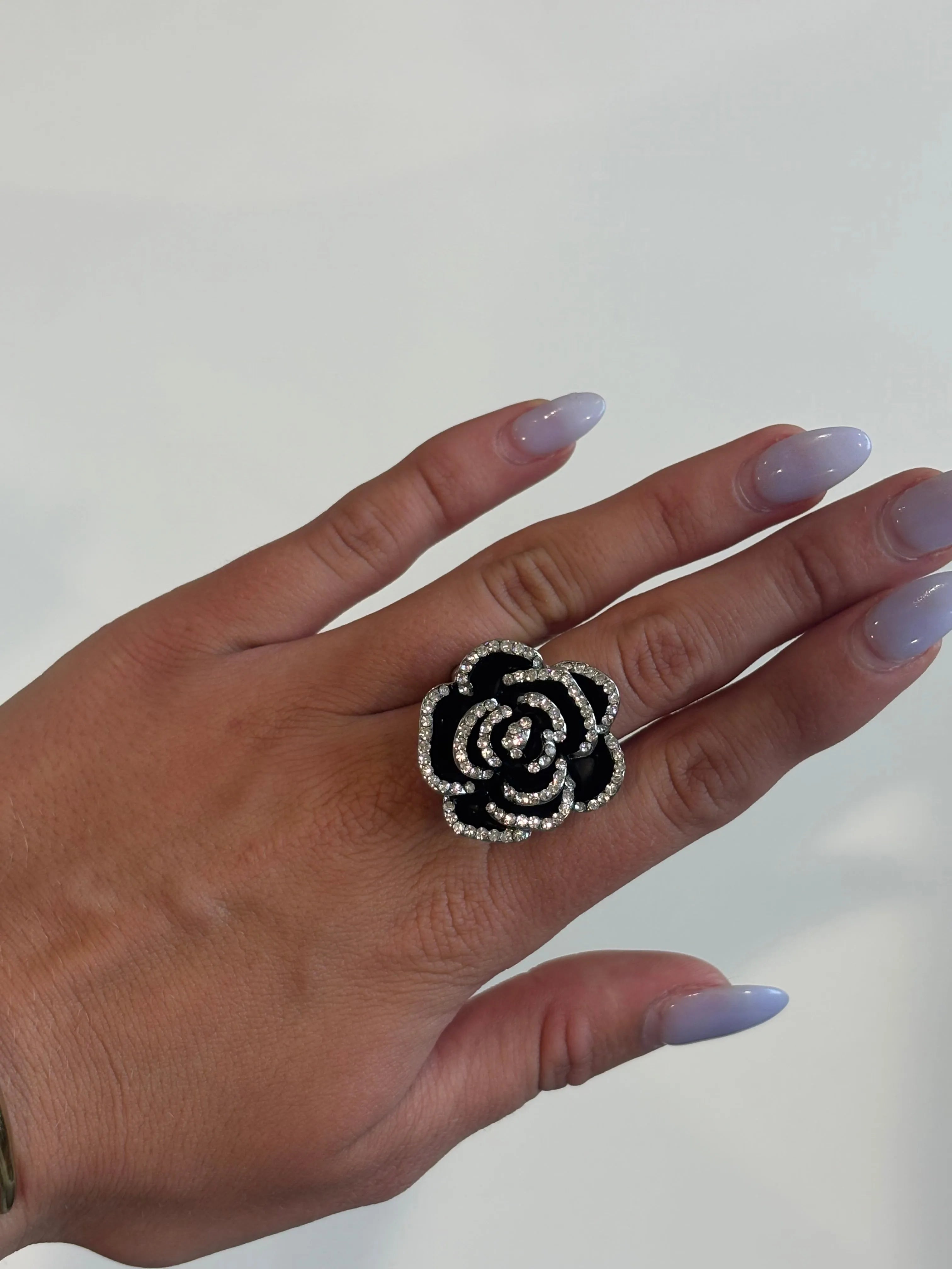 ATG Black Rose Stretchy Ring on Simply Obsessed