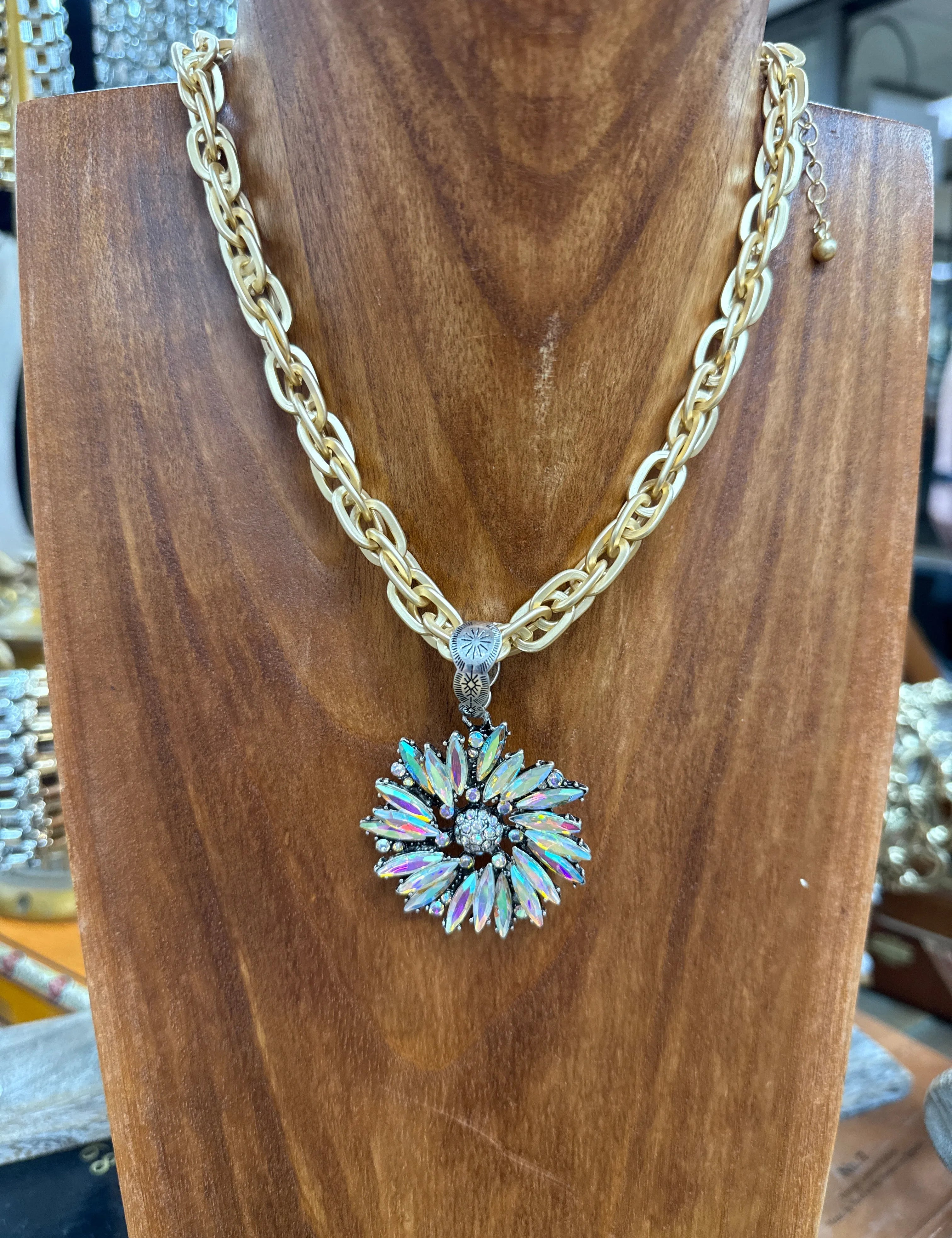 ATG Bling Flower Gold Braided Chain Necklace on Simply Obsessed
