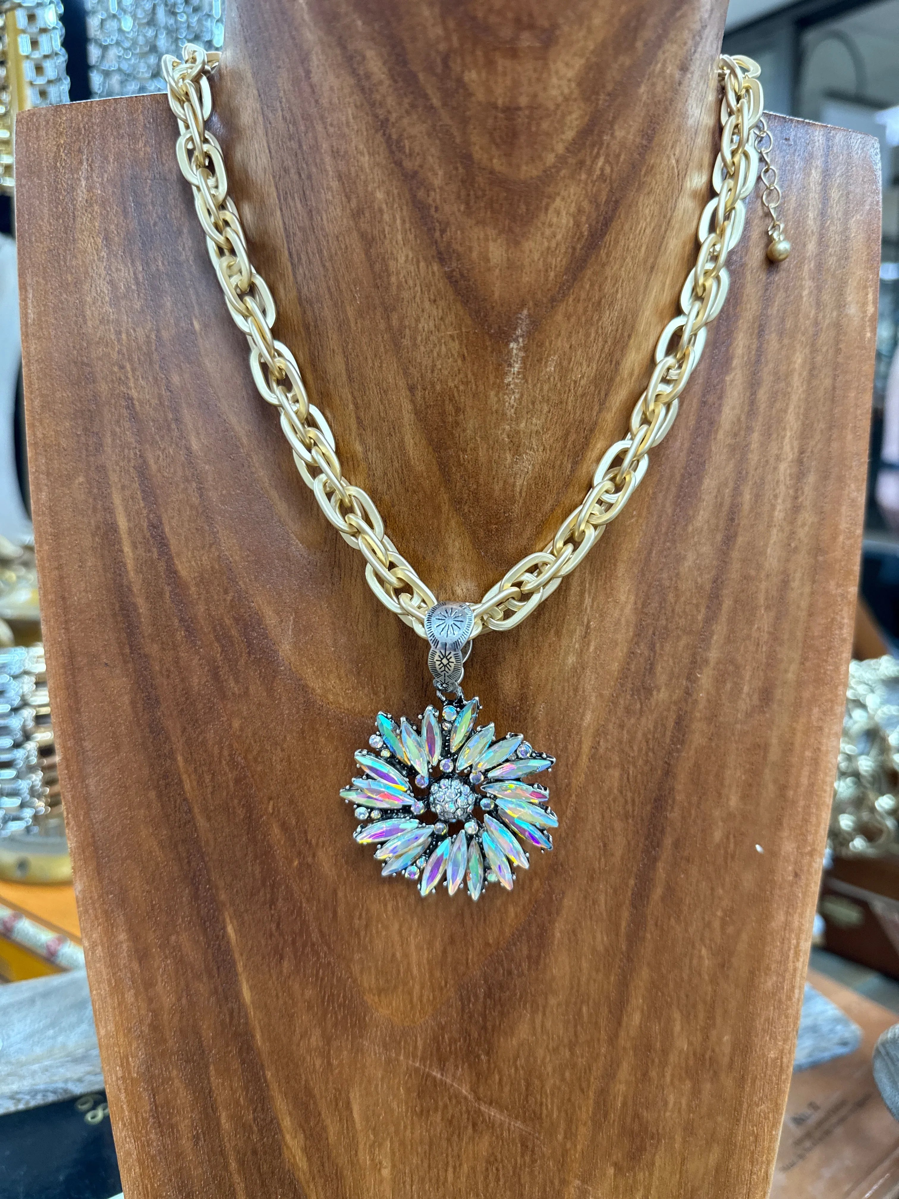 ATG Bling Flower Gold Braided Chain Necklace on Simply Obsessed