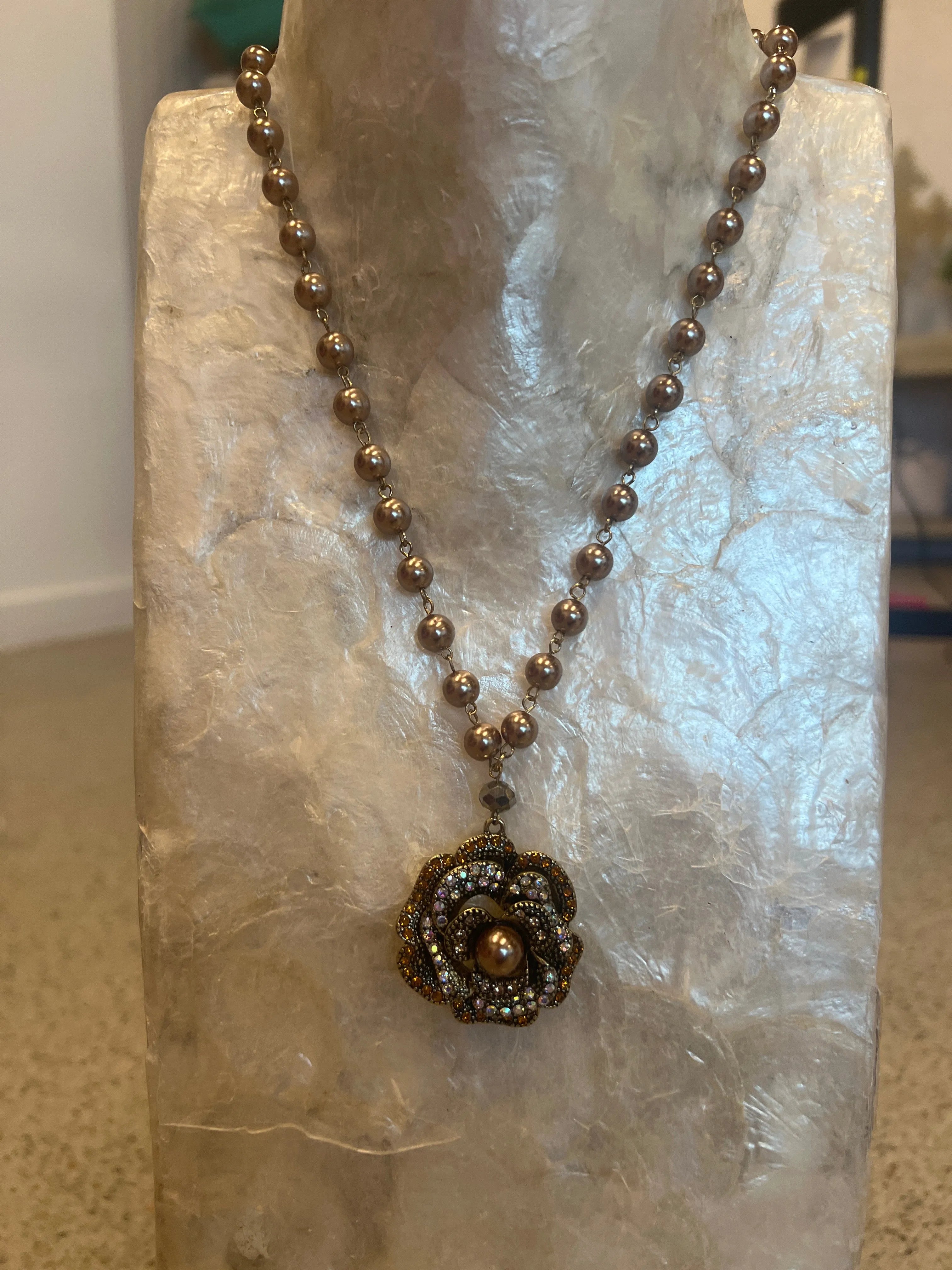 ATG Bling Flower Pearl Necklace on Simply Obsessed