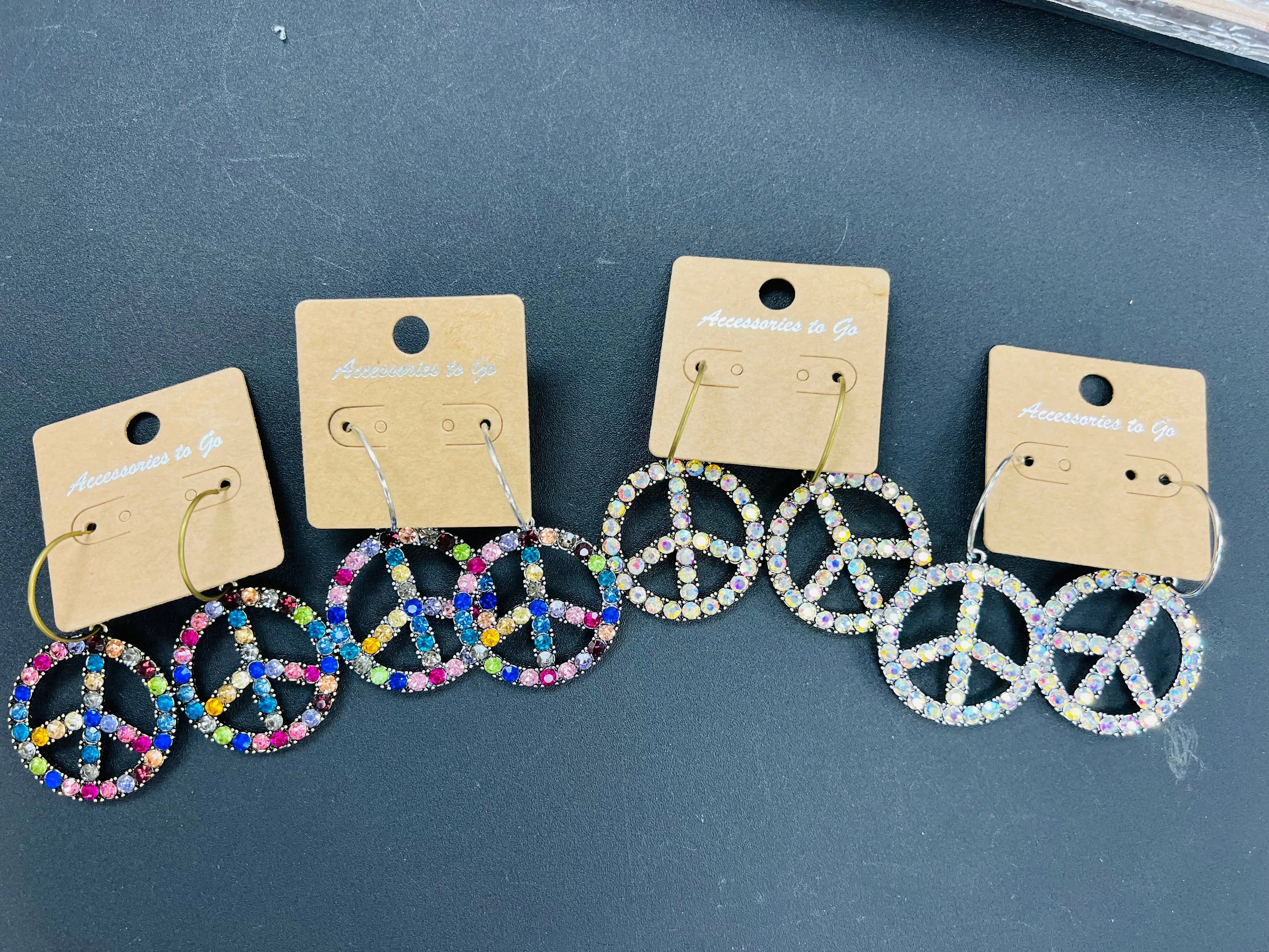 ATG Bling Peace Sign Earrings on Simply Obsessed