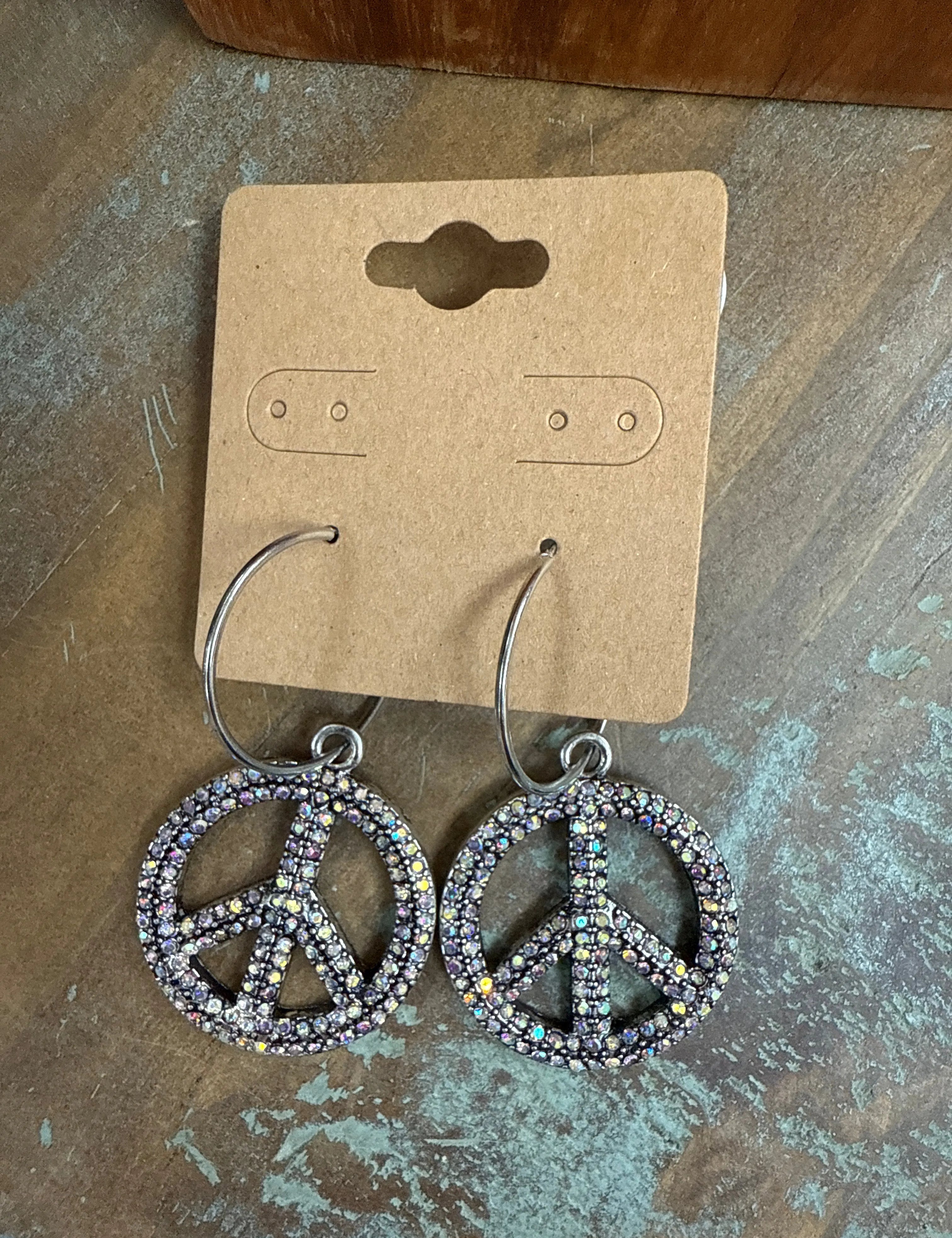ATG Bling Peace Sign Hoops on Simply Obsessed