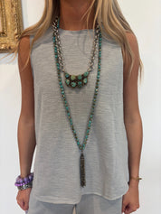 ATG Blue Beaded Tassel Necklace on Simply Obsessed