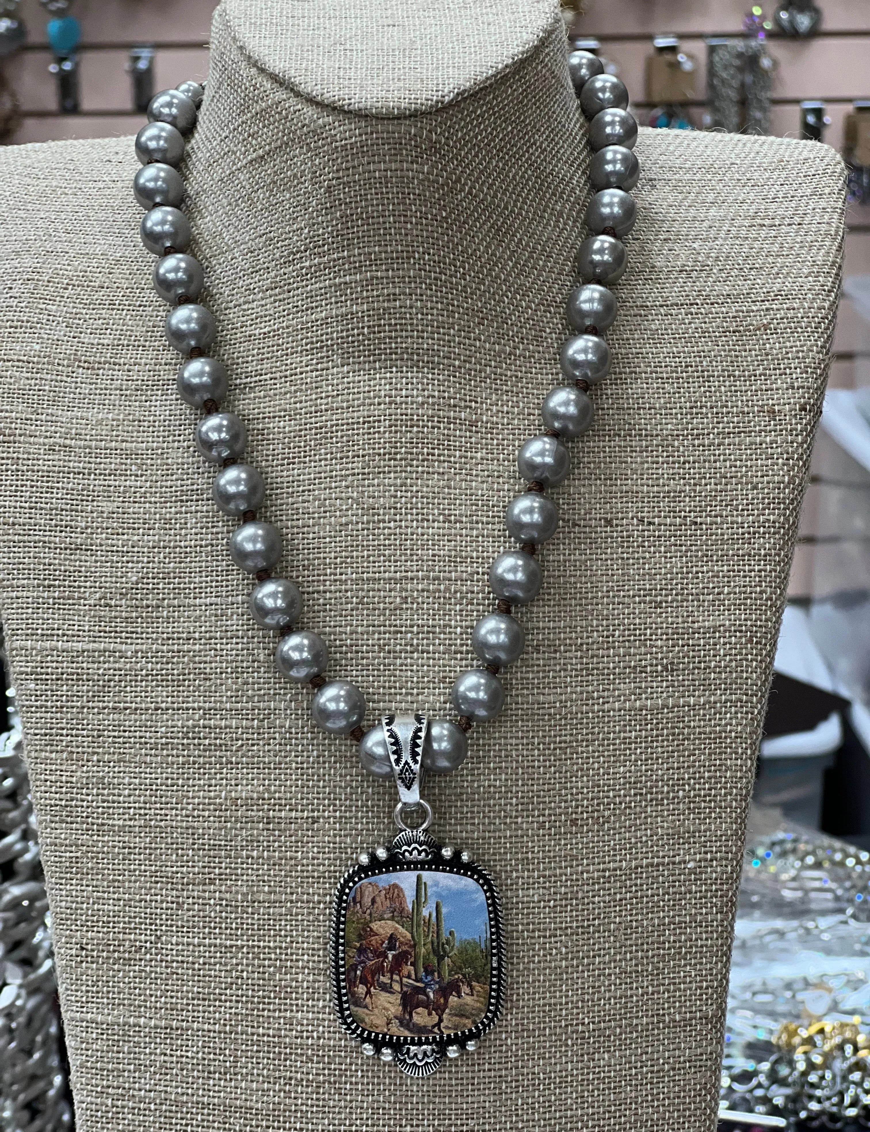 ATG Cactus Scene Navajo Pearl Necklace on Simply Obsessed