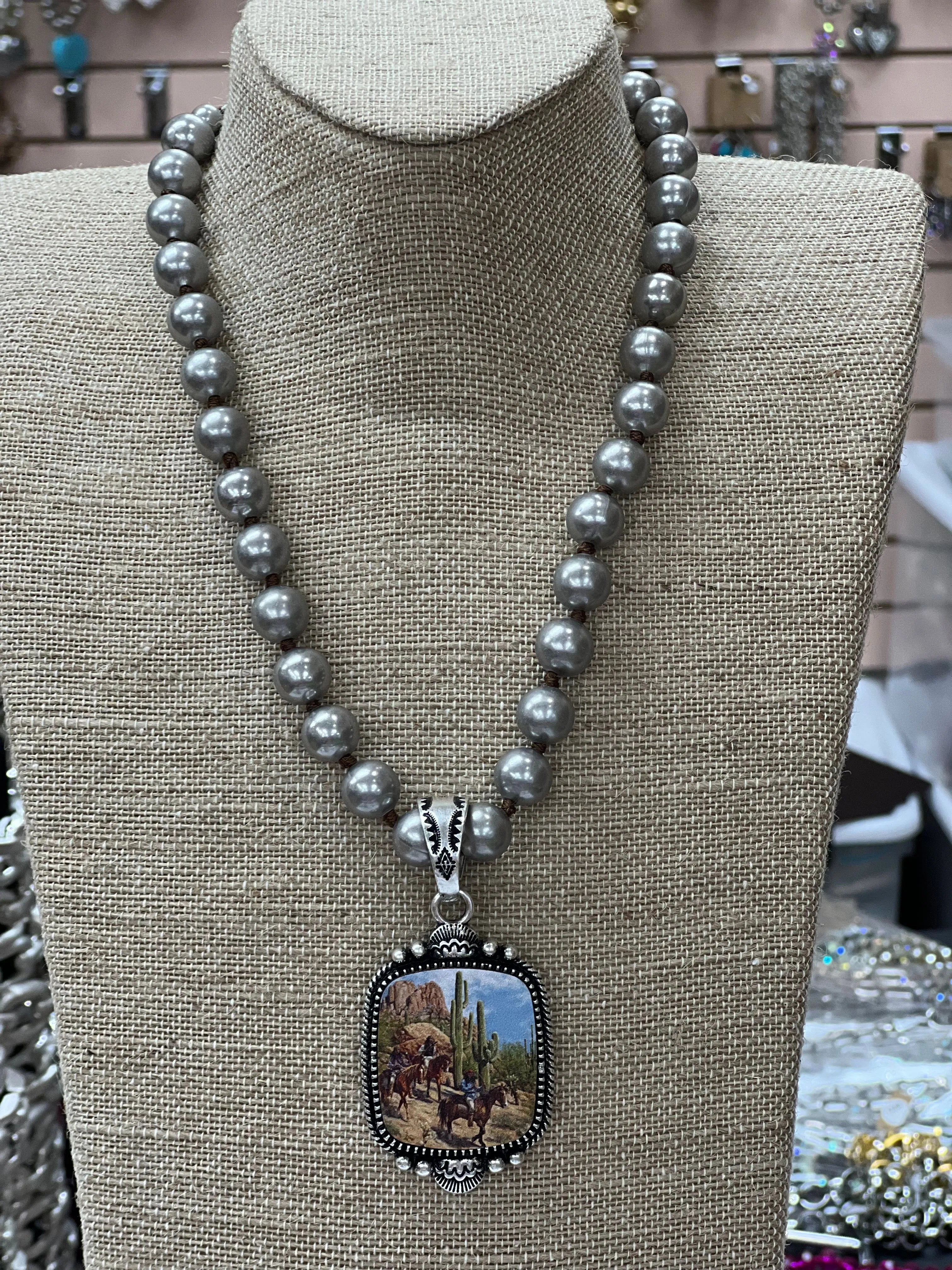 ATG Cactus Scene Navajo Pearl Necklace on Simply Obsessed