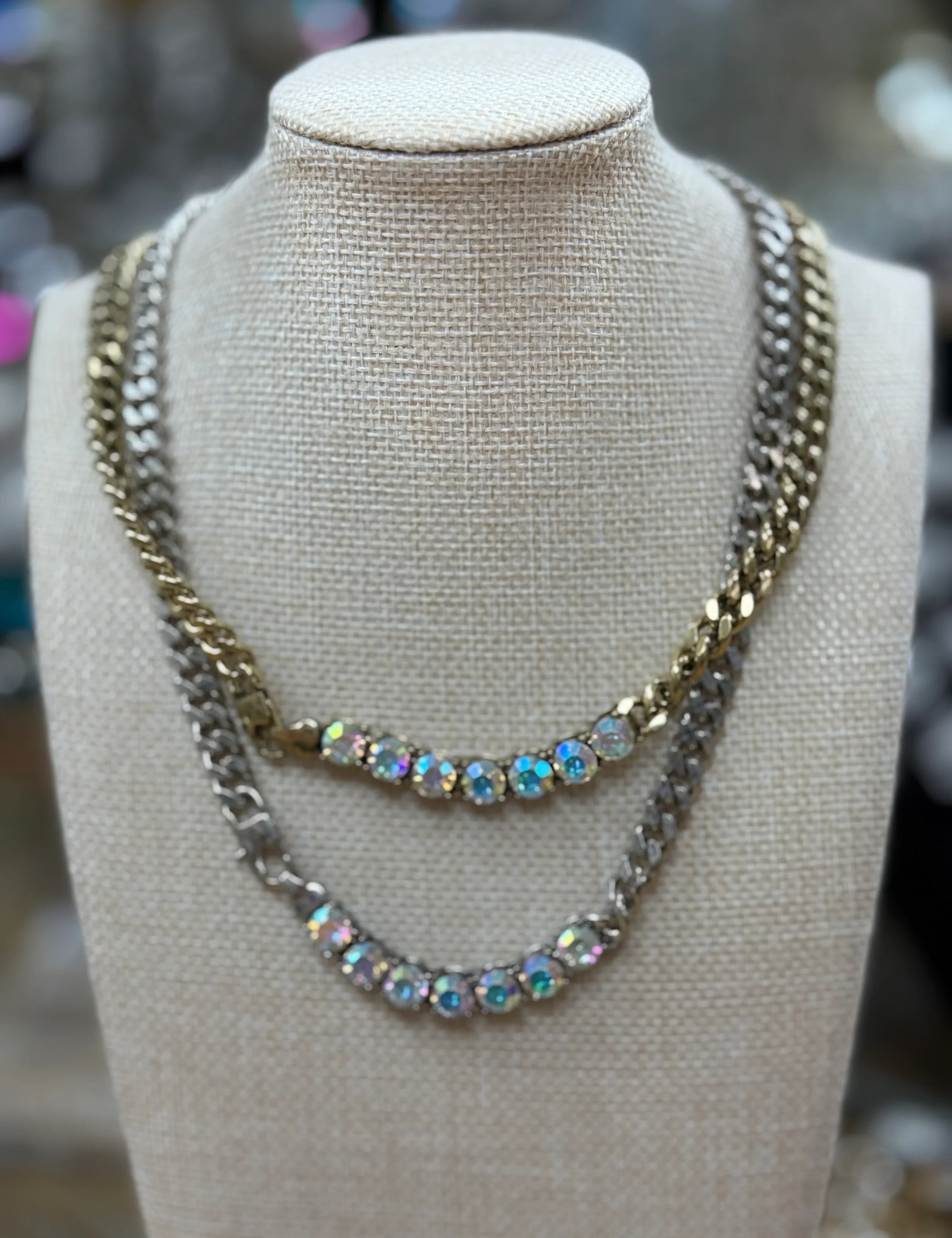 ATG Chain Link AB Gem Strip Necklace on Simply Obsessed