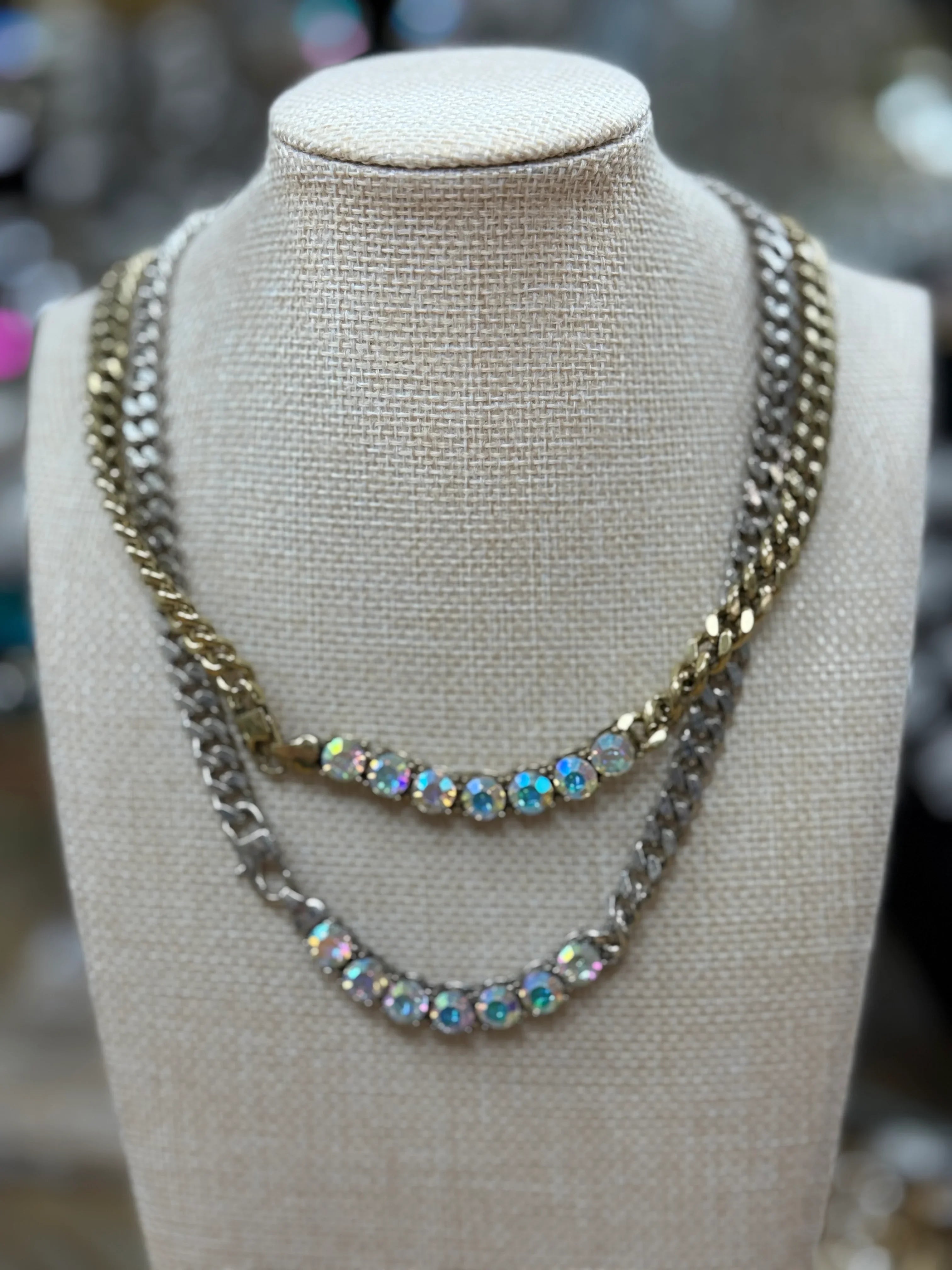 ATG Chain Link AB Gem Strip Necklace on Simply Obsessed