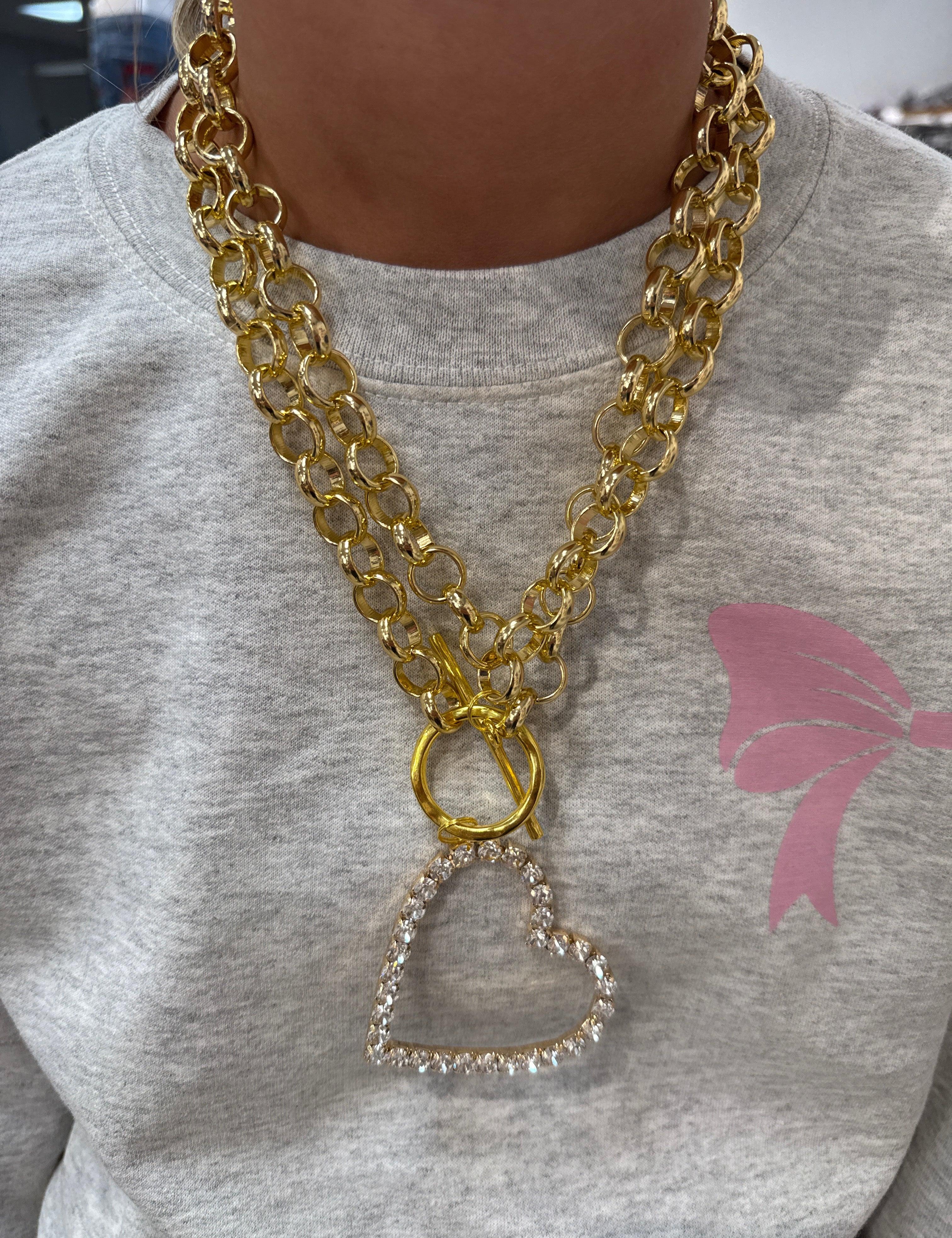 ATG Chunky Bling Heart Necklace on Simply Obsessed