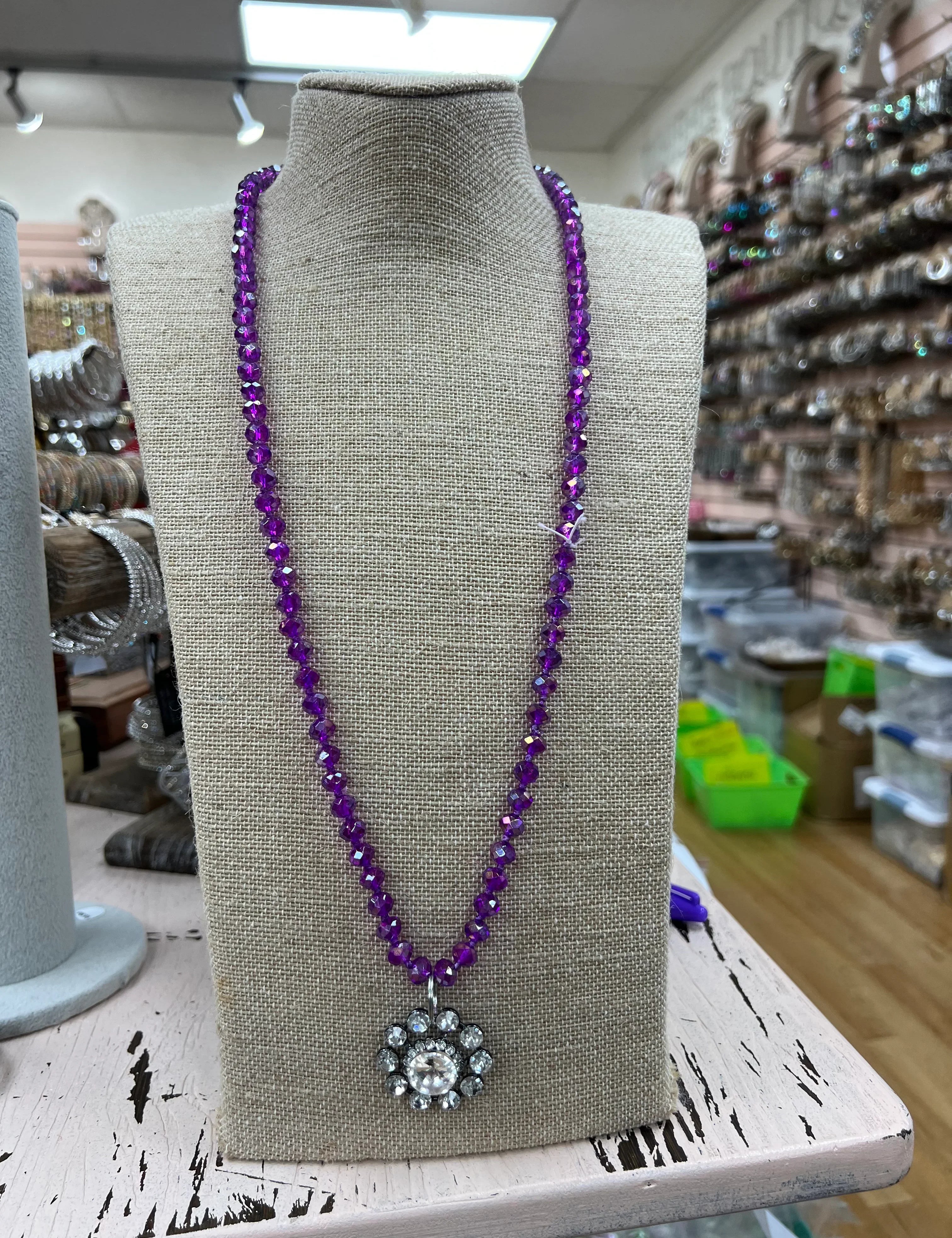 ATG Clear Flower Beaded Necklace on Simply Obsessed
