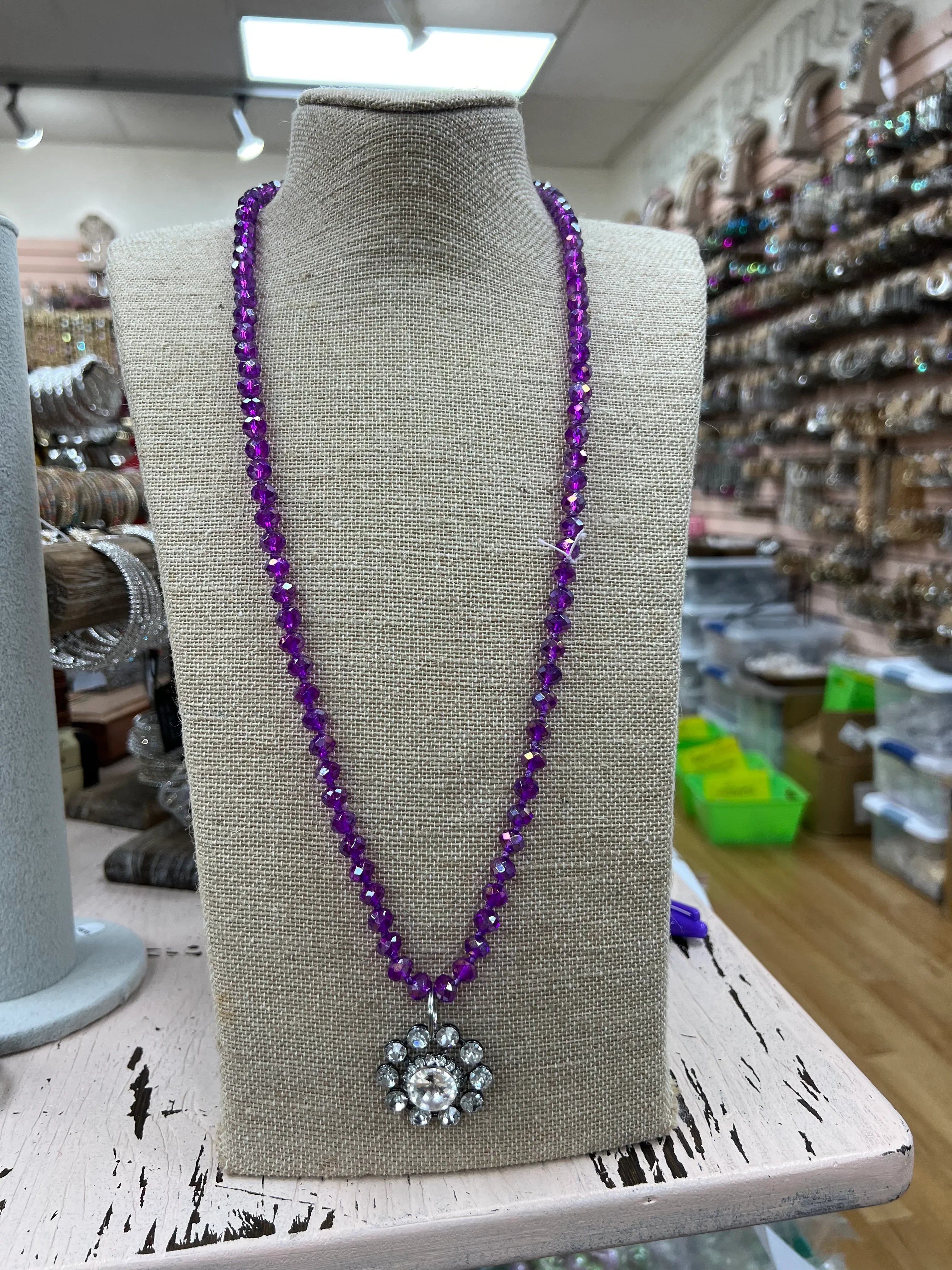 ATG Clear Flower Beaded Necklace on Simply Obsessed