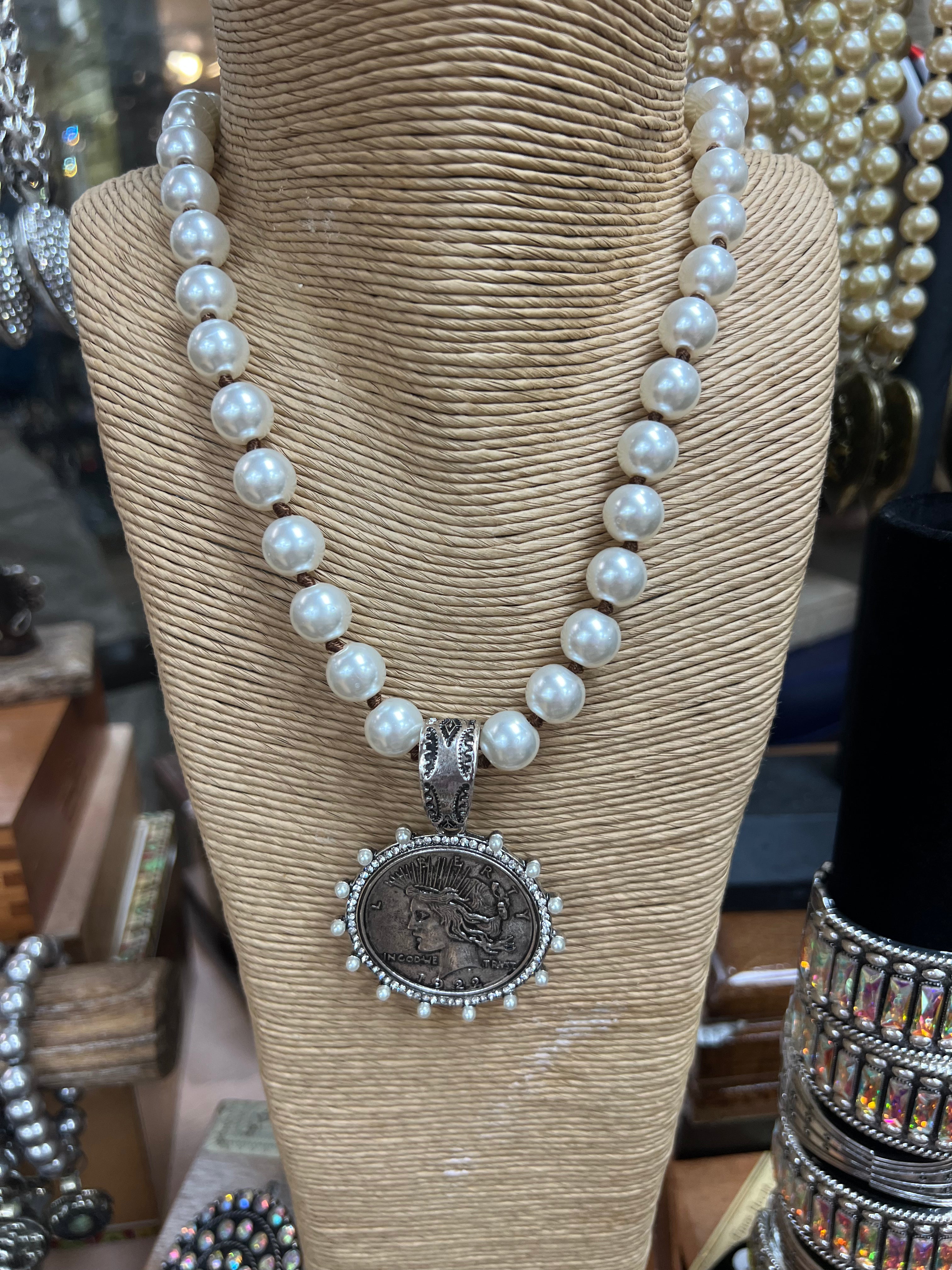 ATG Coin White Pearls Necklace on Simply Obsessed
