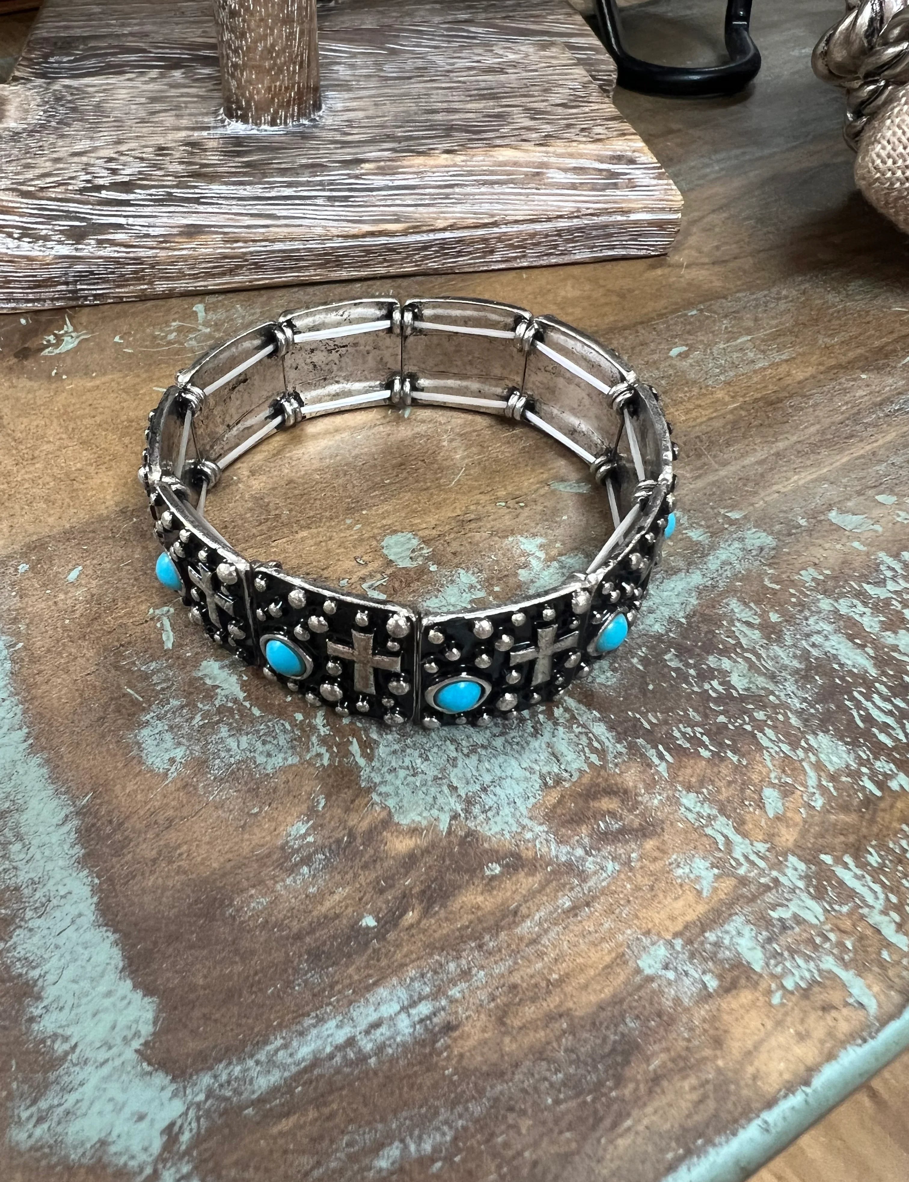 ATG Cross Turquoise Stretch Bracelet on Simply Obsessed