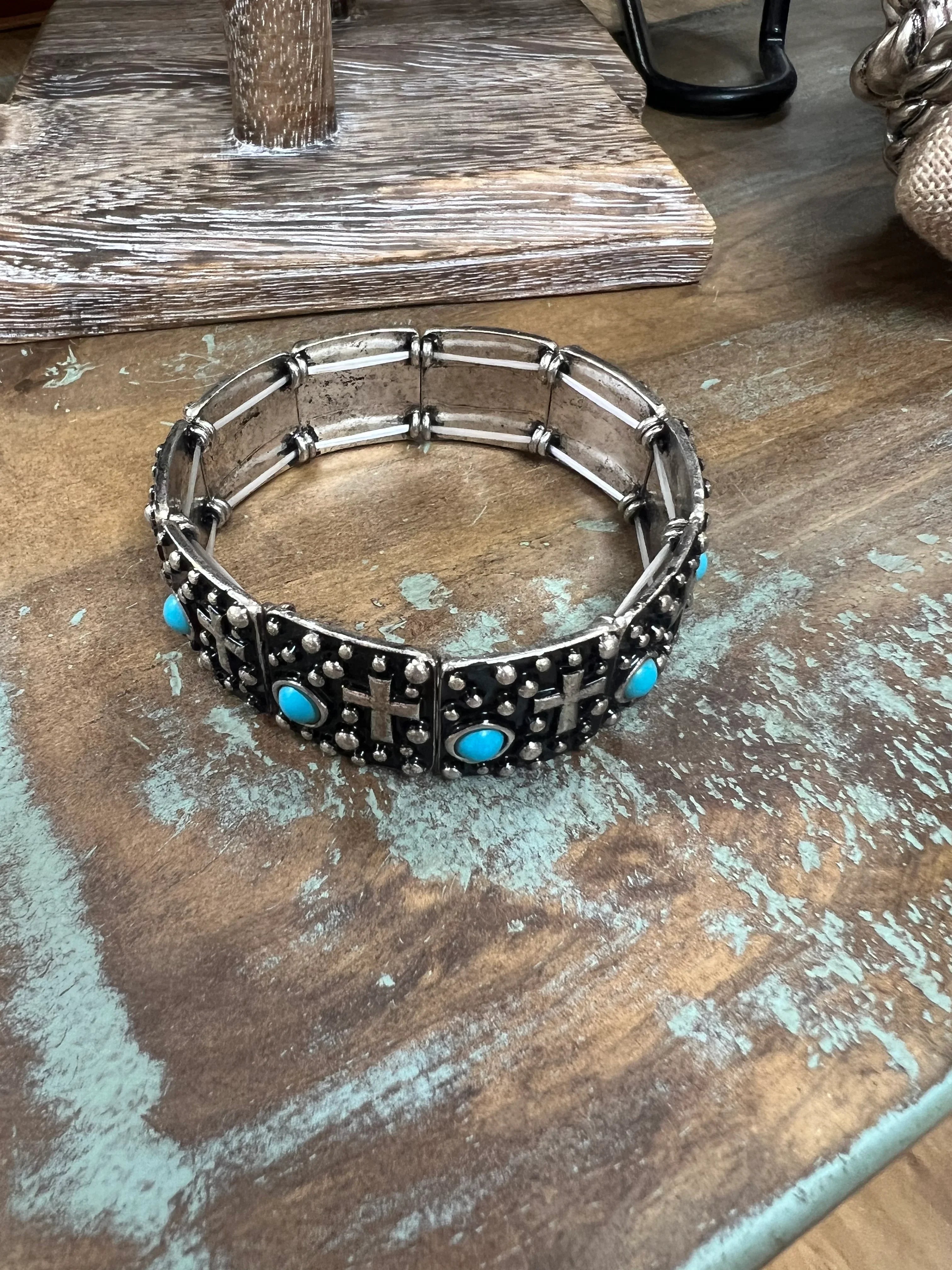 ATG Cross Turquoise Stretch Bracelet on Simply Obsessed