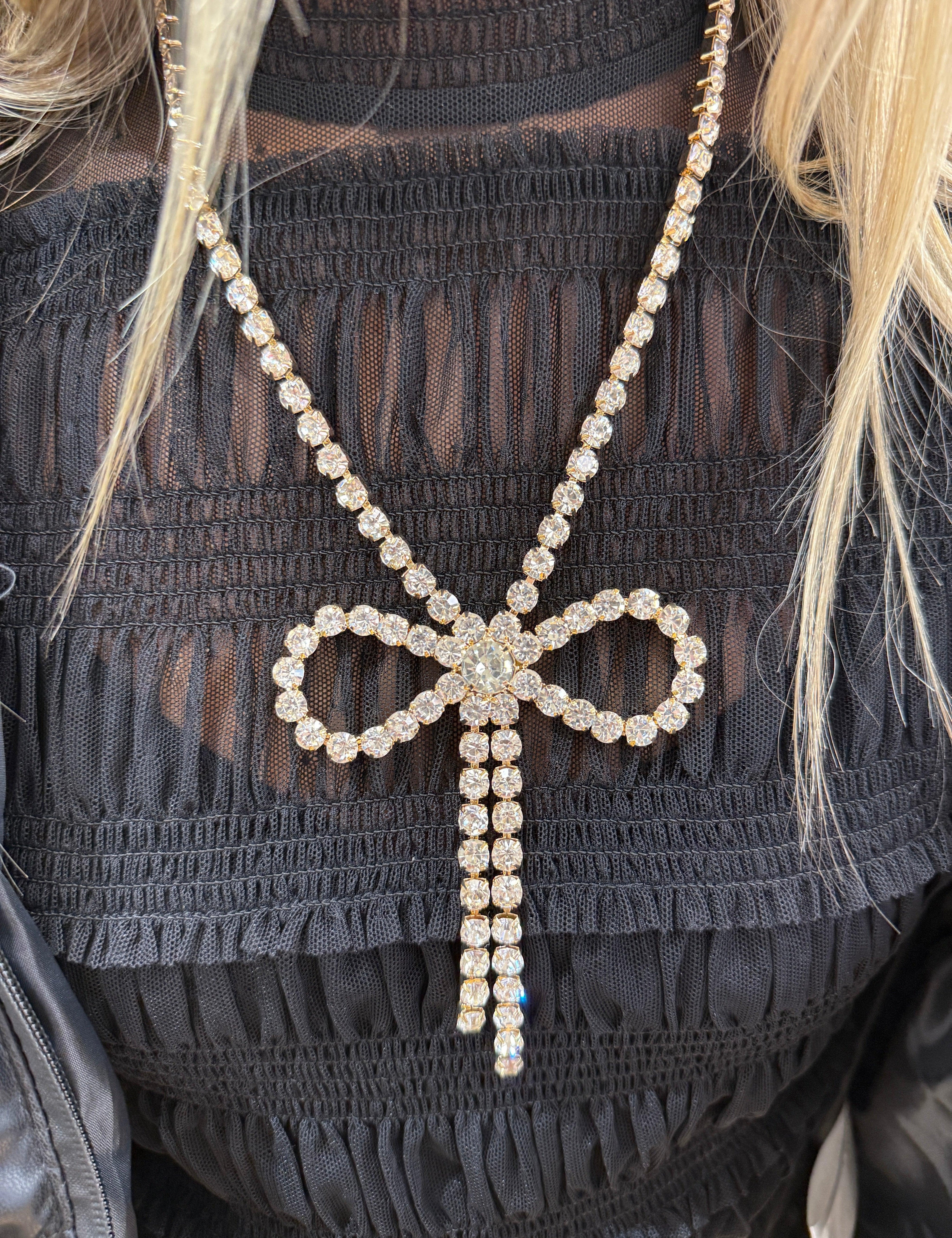 ATG Crystal Bow Necklace on Simply Obsessed