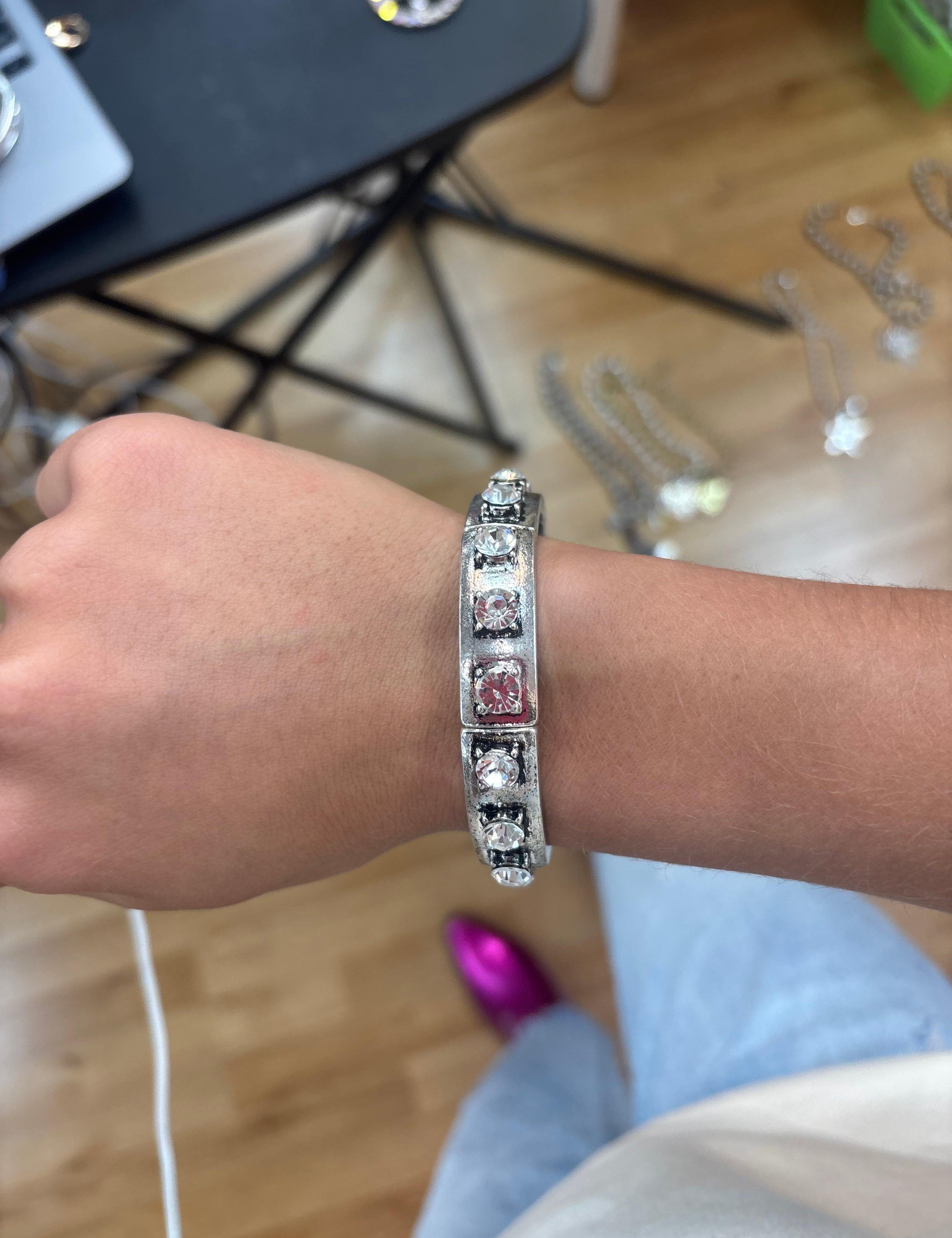 ATG Crystal Silver Stretch Bracelet on Simply Obsessed