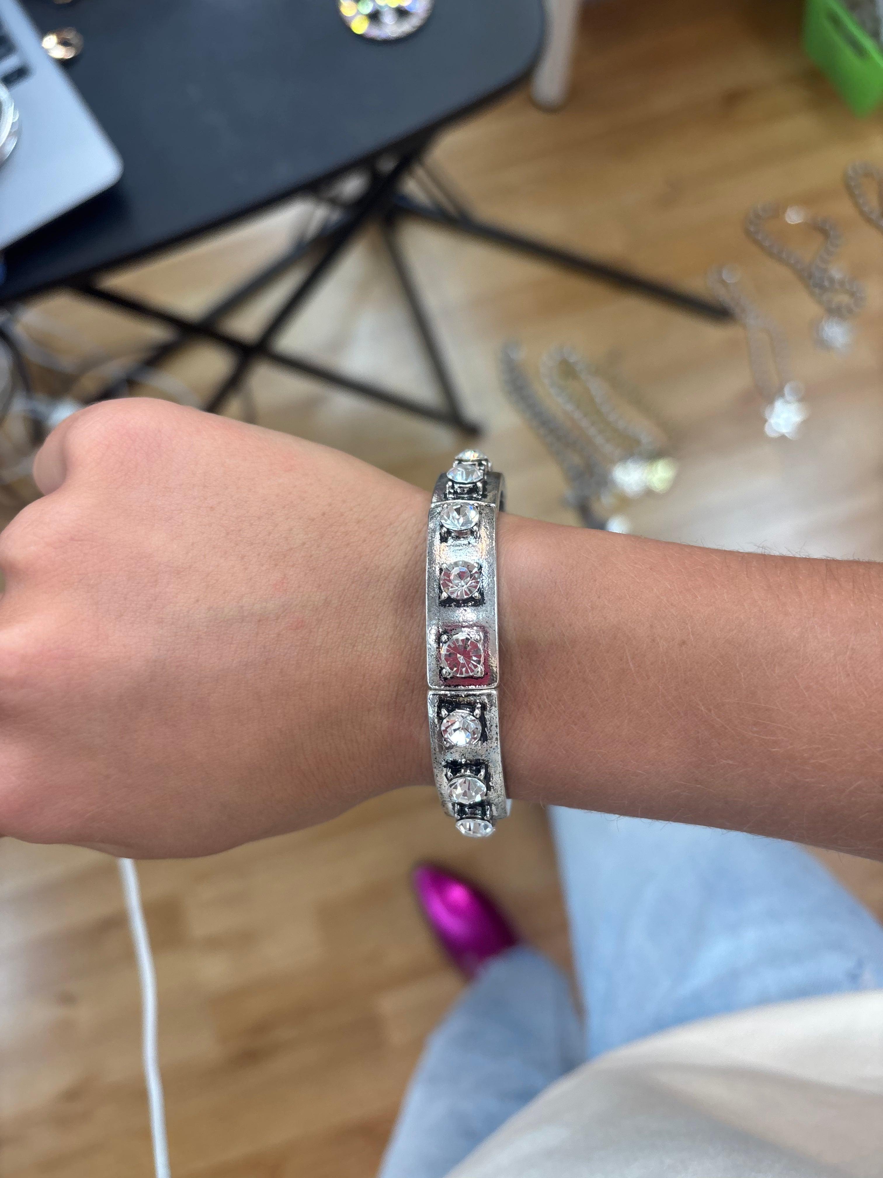 ATG Crystal Silver Stretch Bracelet on Simply Obsessed
