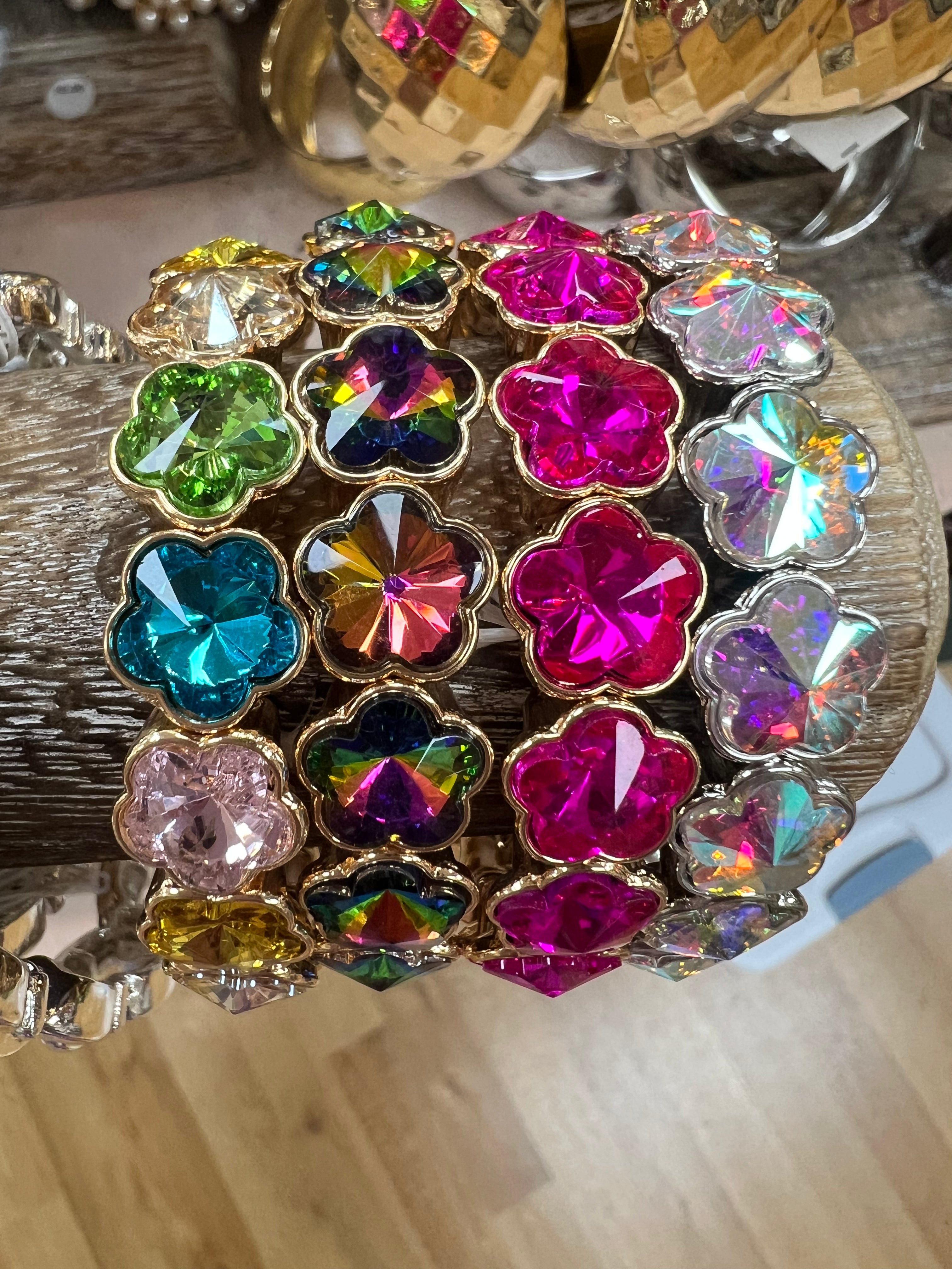 ATG Gemstone Flower Stretchy Bracelets on Simply Obsessed