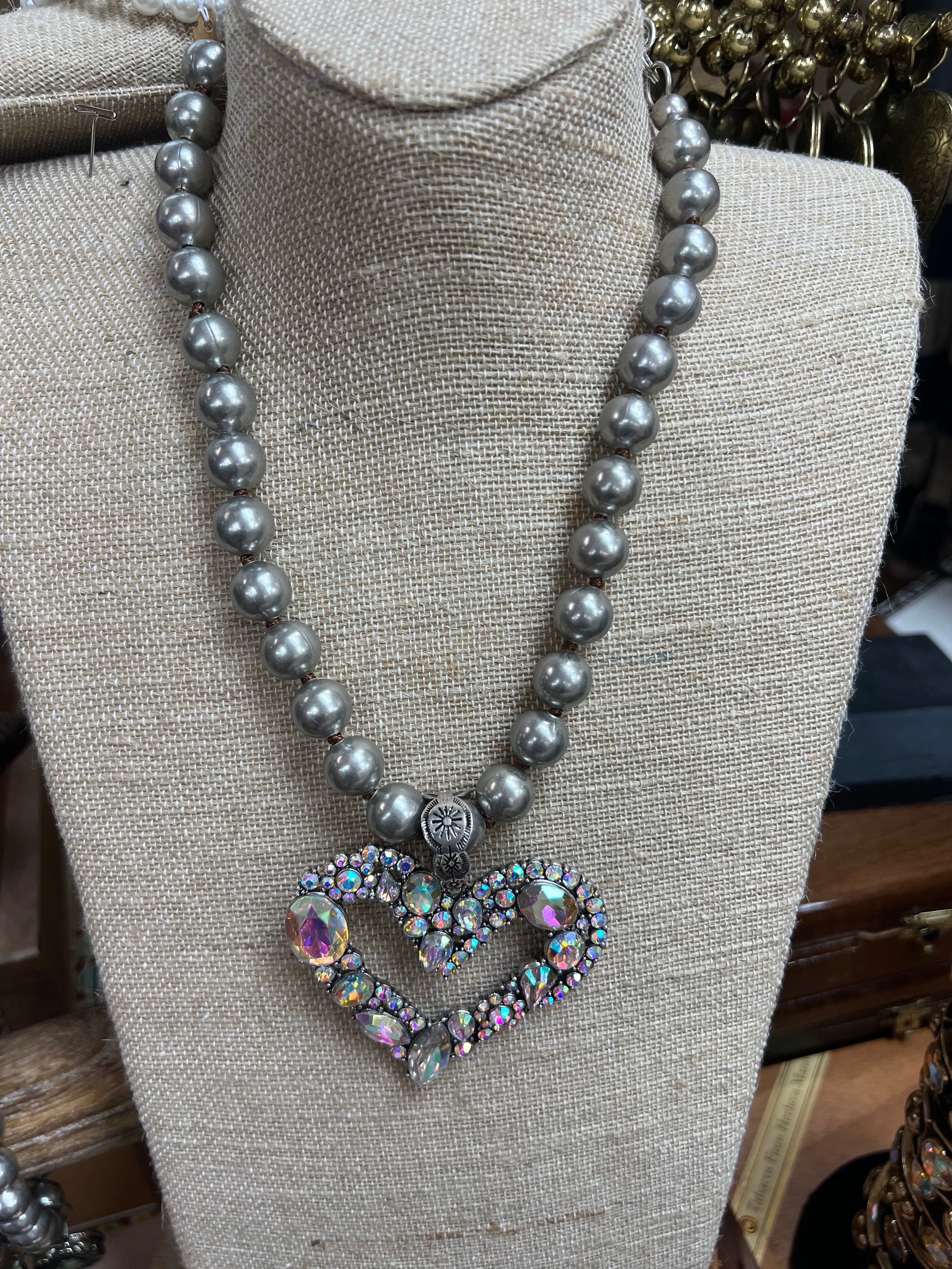 ATG Gemstone Heart w/ Navajo Pearl Chain Necklace on Simply Obsessed