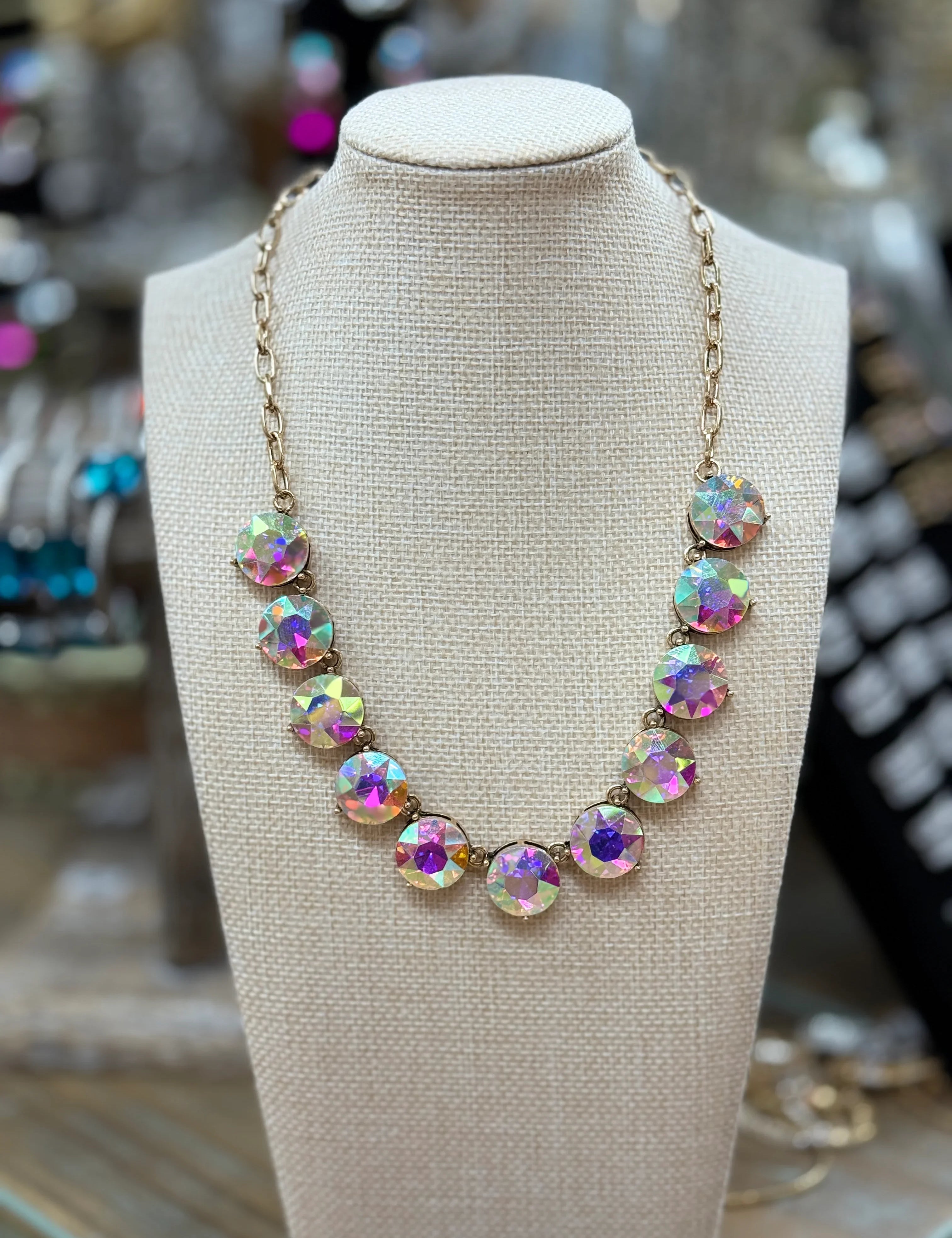 ATG Gold Chain Chunky AB Gemstone Necklace on Simply Obsessed