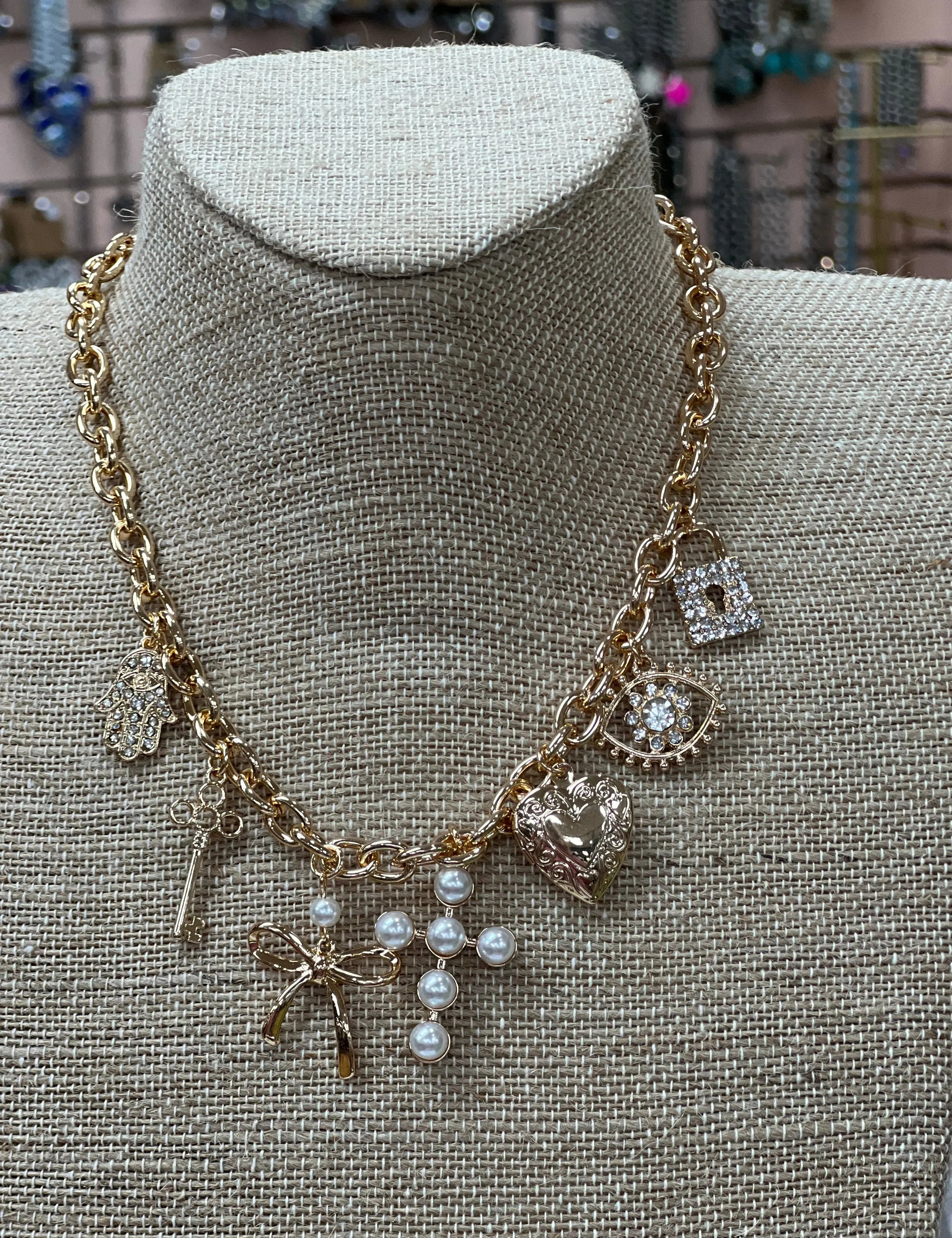 ATG Gold Charm Necklace on Simply Obsessed