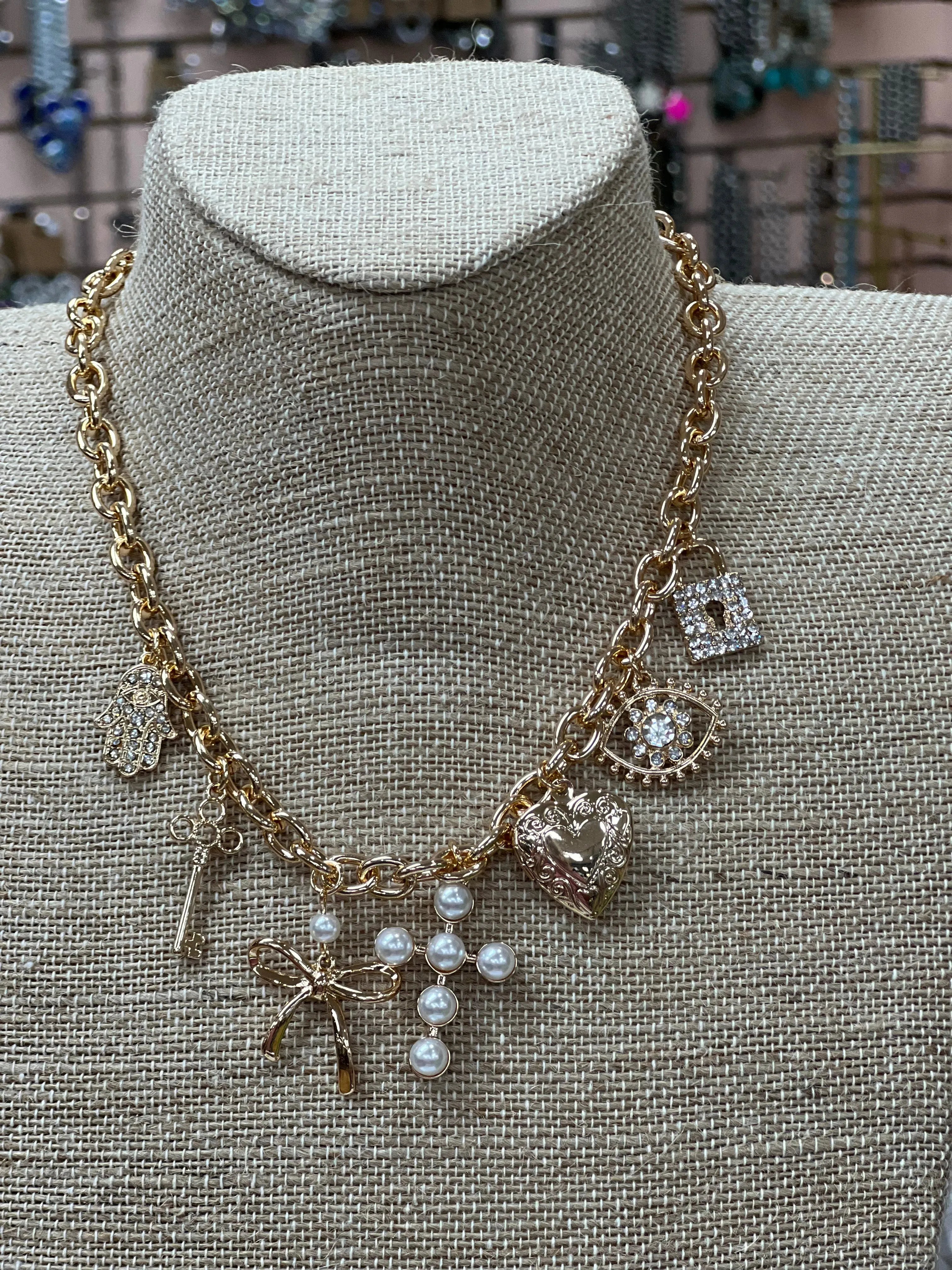 ATG Gold Charm Necklace on Simply Obsessed