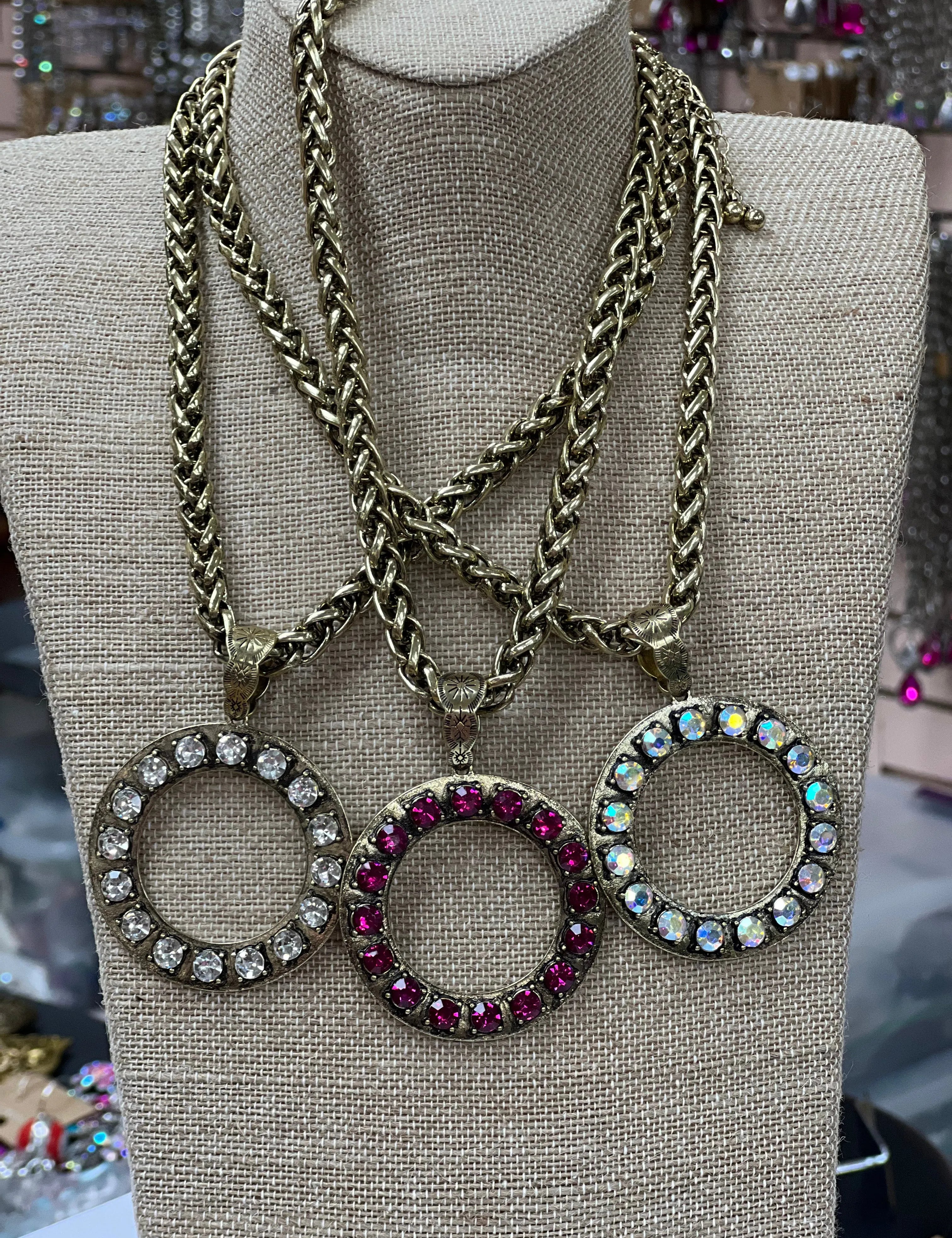 ATG Gold Circle Bling Chain Necklace on Simply Obsessed