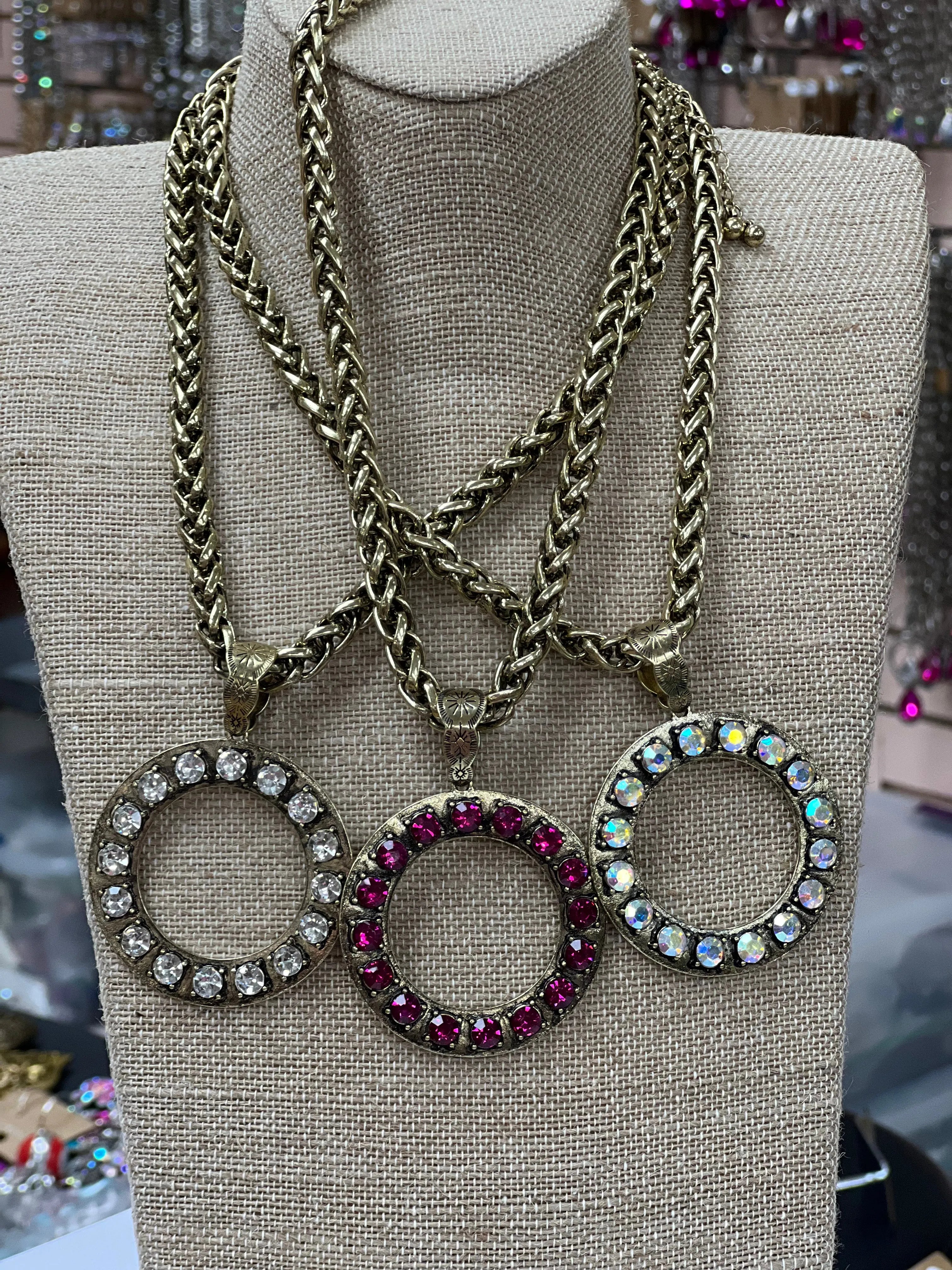 ATG Gold Circle Bling Chain Necklace on Simply Obsessed