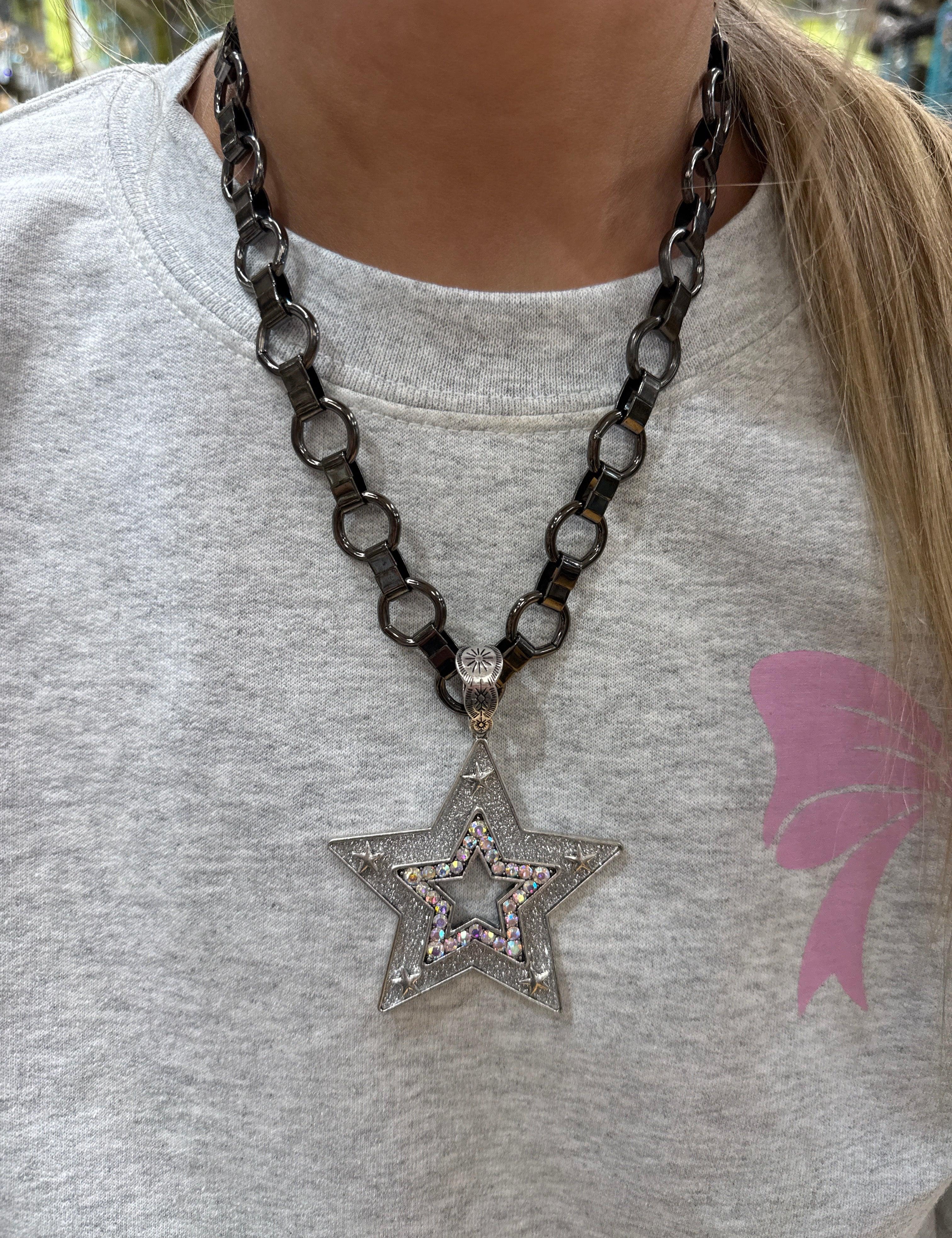 ATG Gunmetal Bling Silver Star Necklace on Simply Obsessed