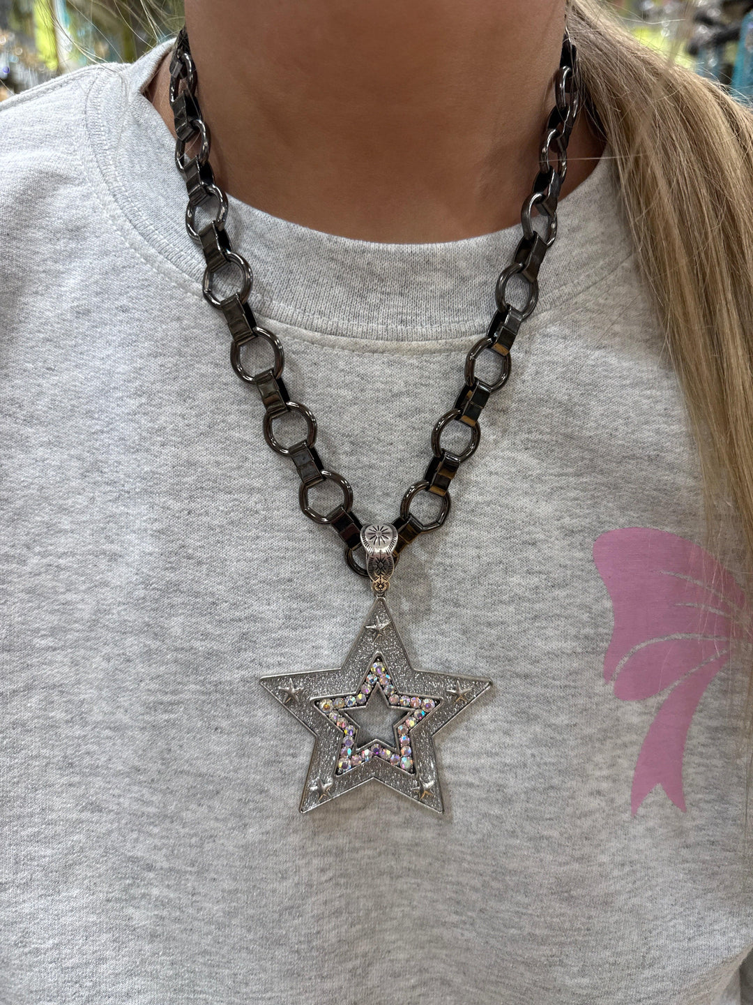 ATG Gunmetal Bling Silver Star Necklace on Simply Obsessed