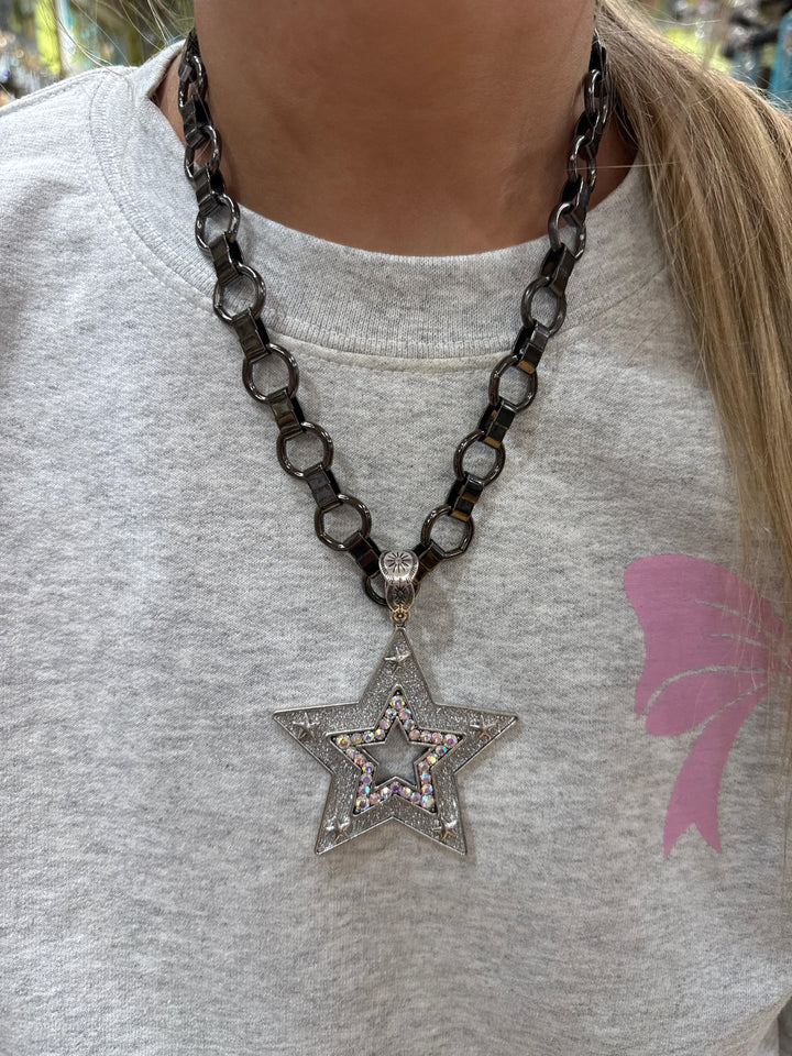 ATG Gunmetal Bling Silver Star Necklace on Simply Obsessed