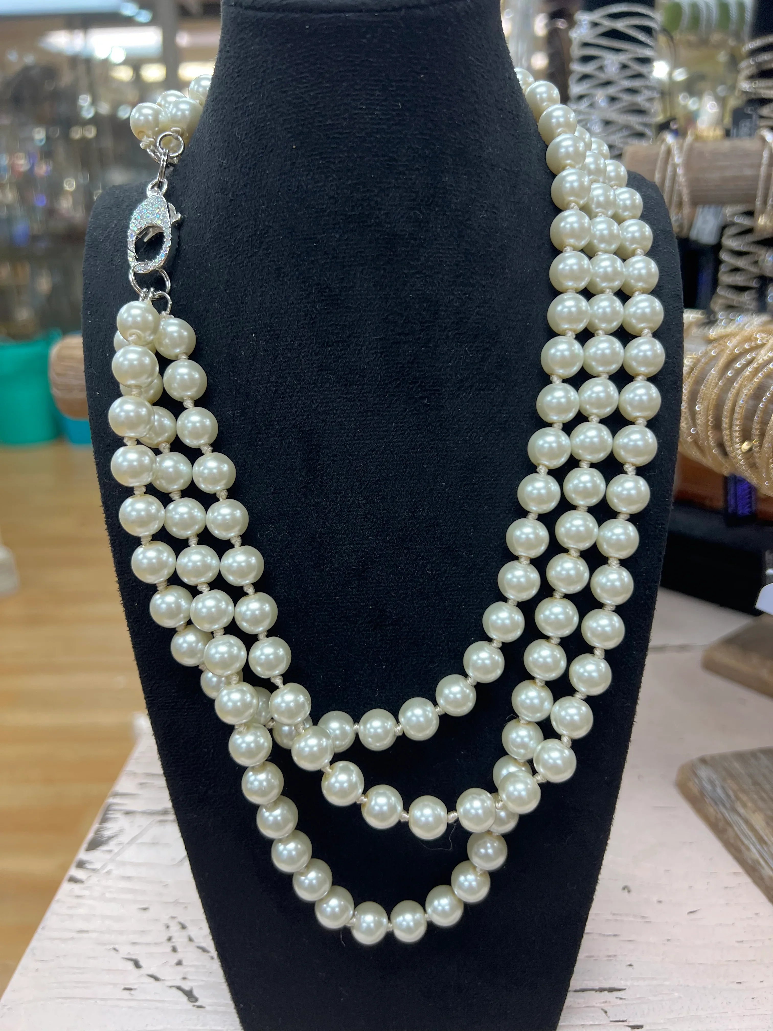 ATG Layered Pearl w/ Bling Clasp Necklace on Simply Obsessed