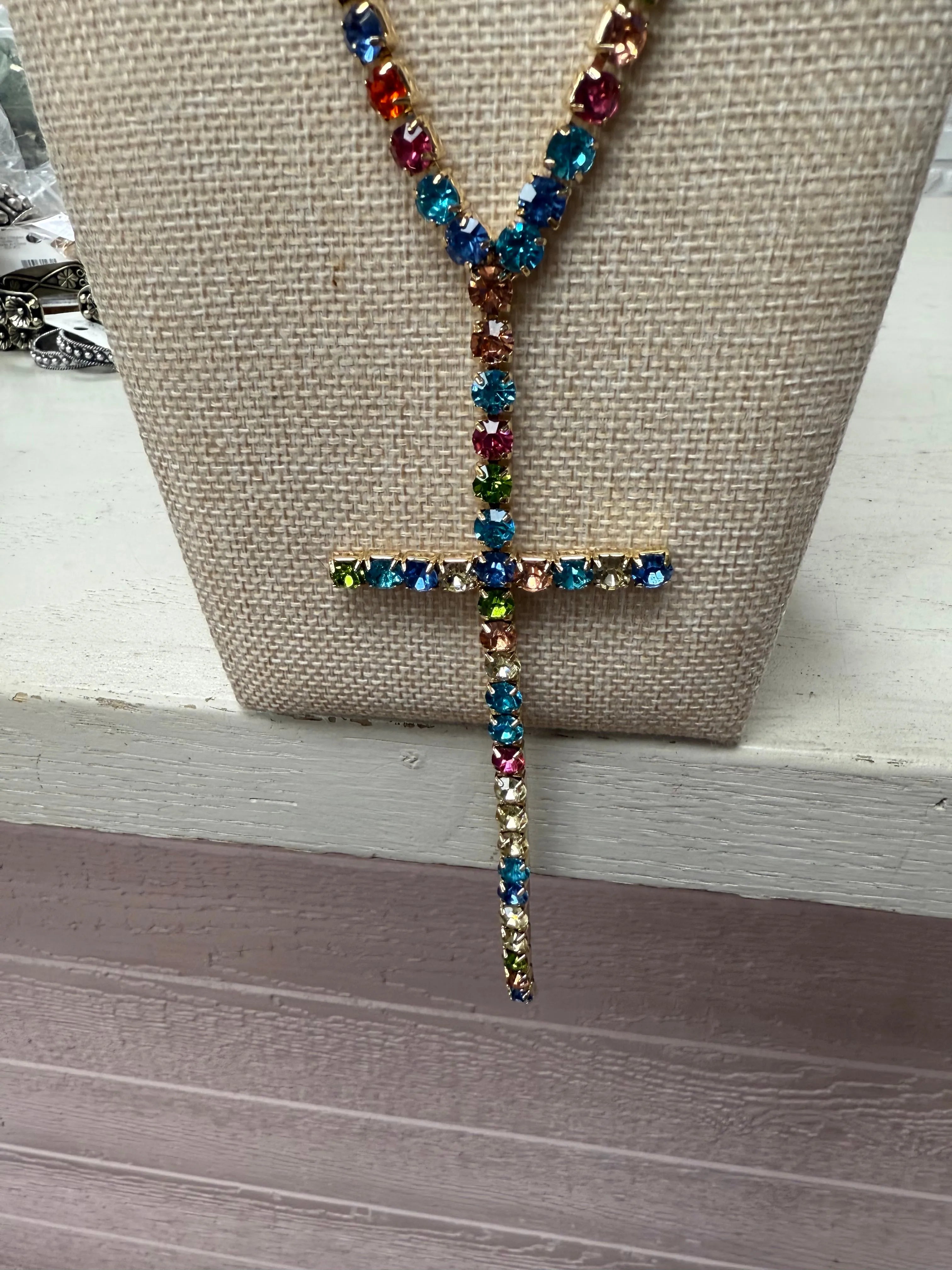 ATG Long Stone Cross Necklace on Simply Obsessed