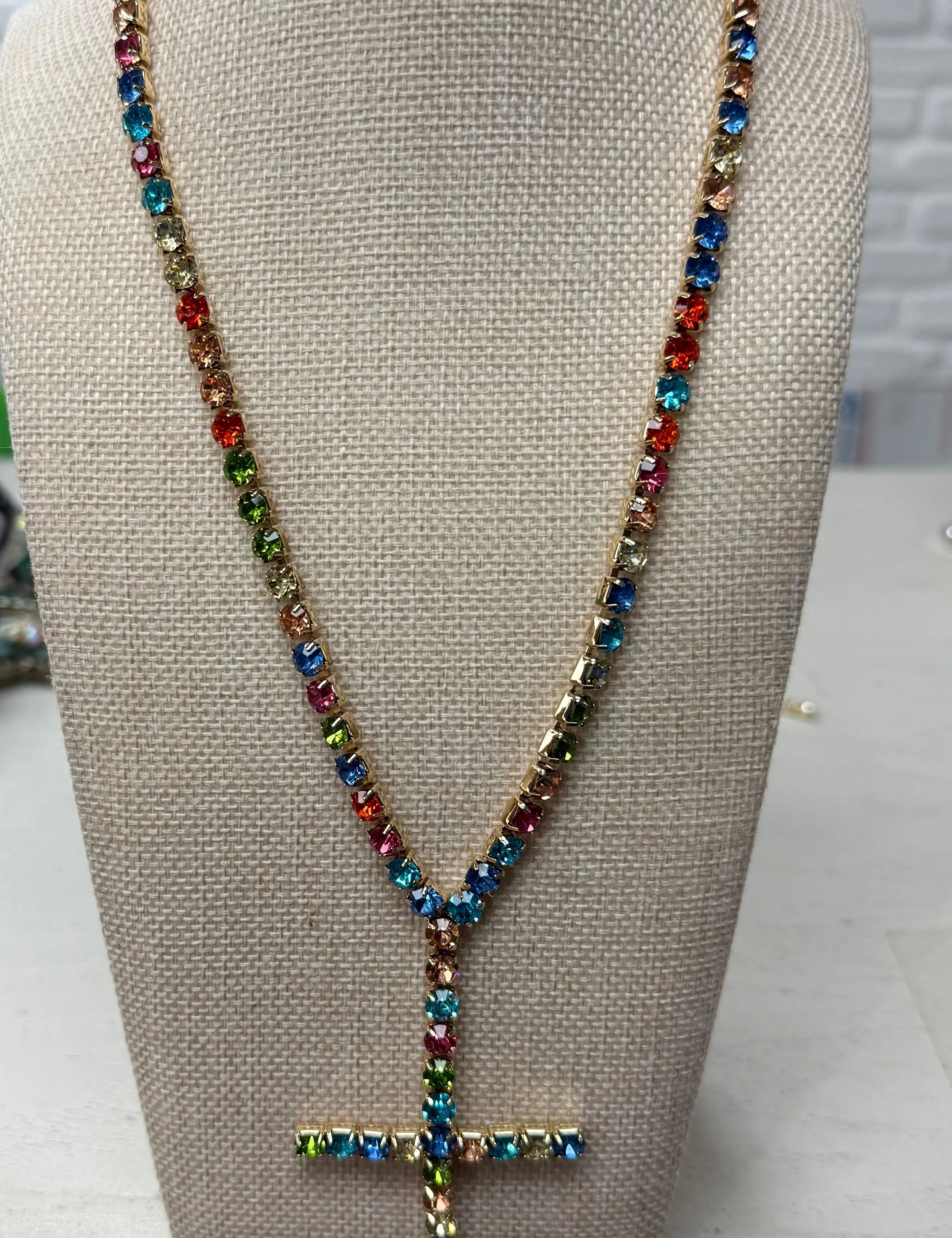 ATG Long Stone Cross Necklace on Simply Obsessed