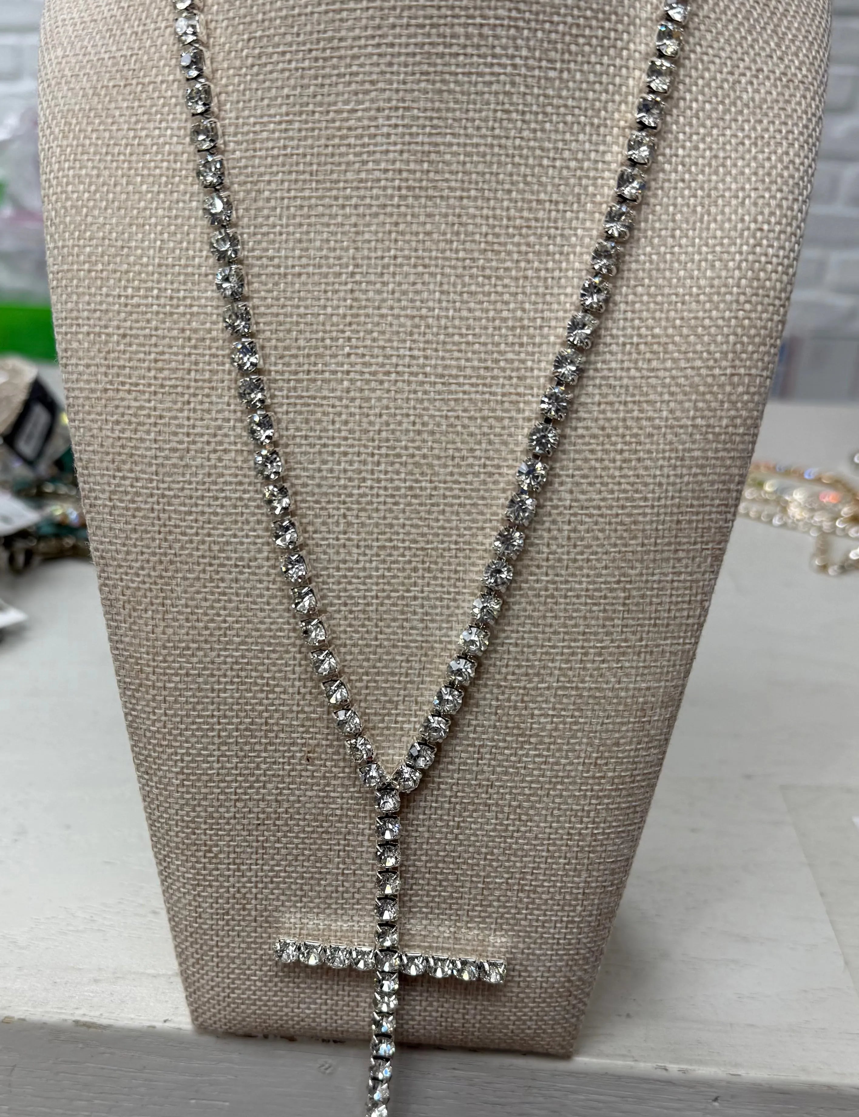 ATG Long Stone Cross Necklace on Simply Obsessed