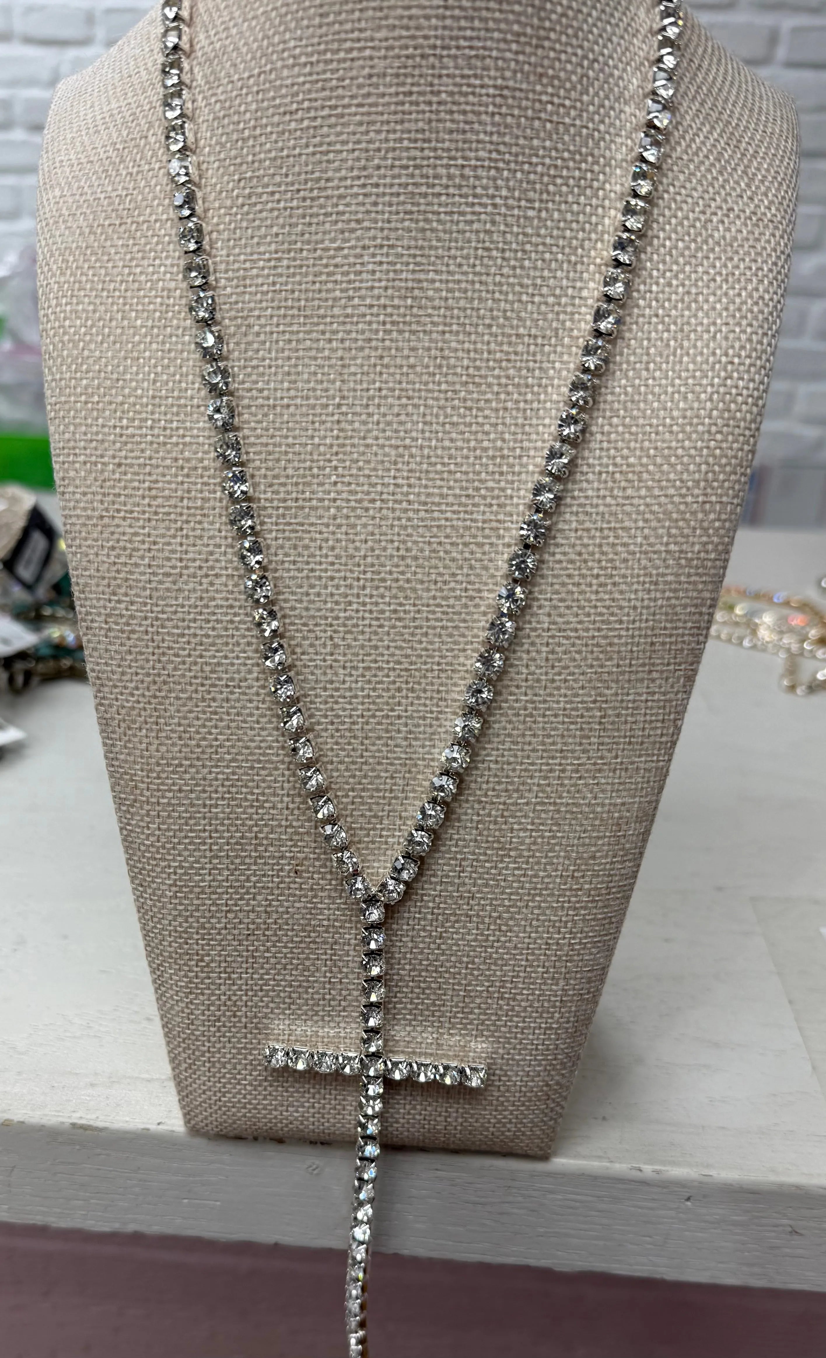 ATG Long Stone Cross Necklace on Simply Obsessed