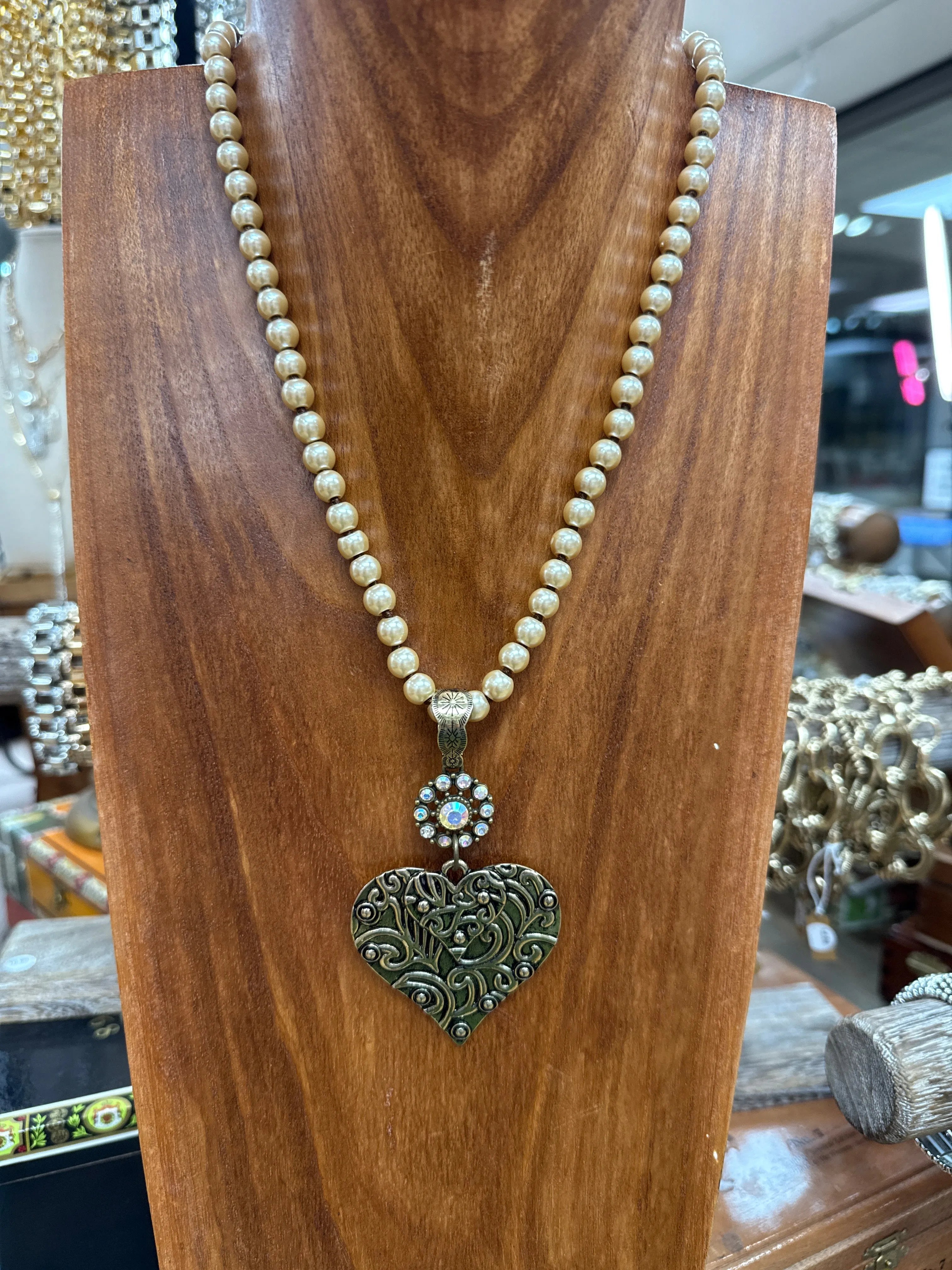 ATG Mini Gold Pearl Heart Charm Necklace on Simply Obsessed