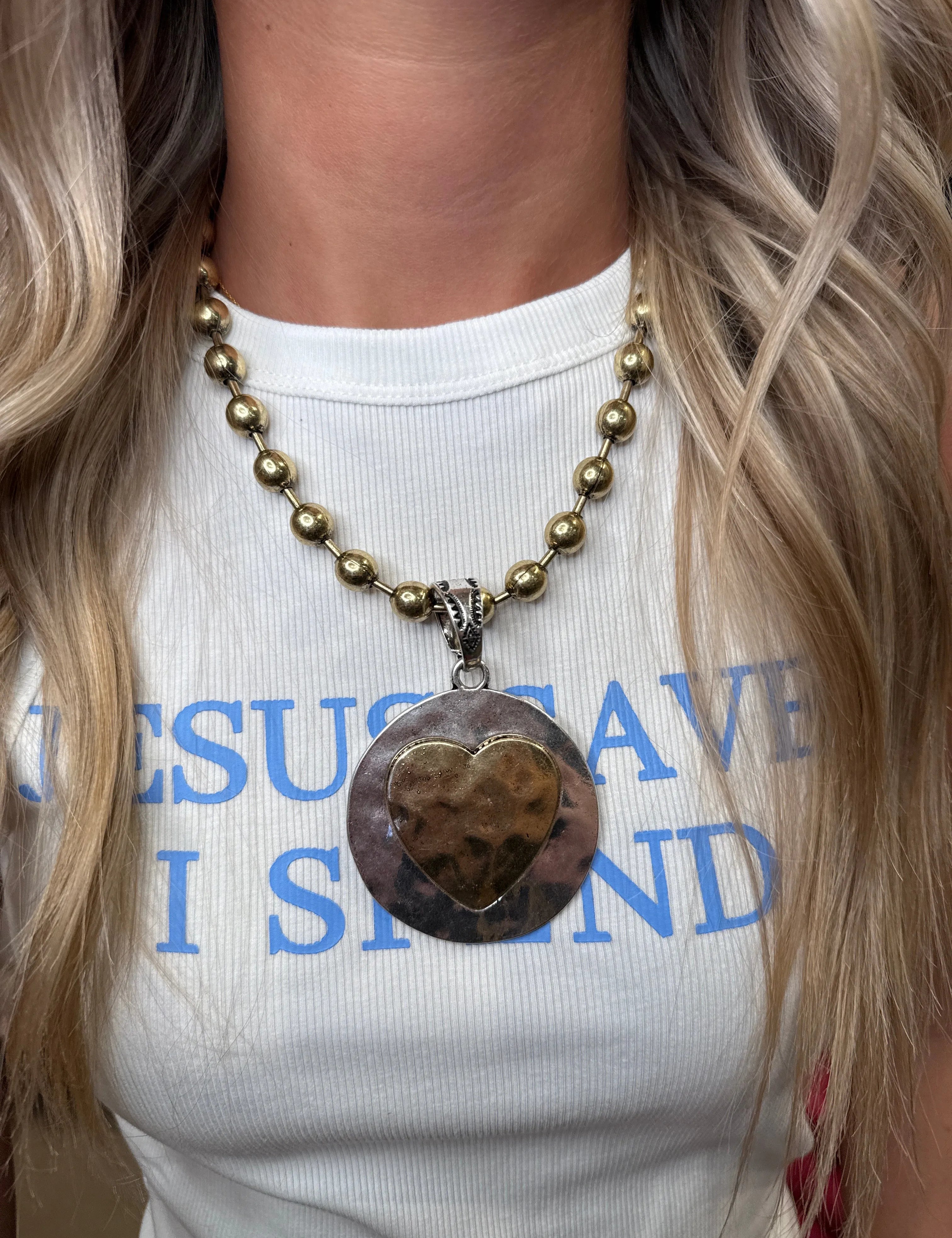 ATG Mixed Metal Stamped Heart Necklace on Simply Obsessed