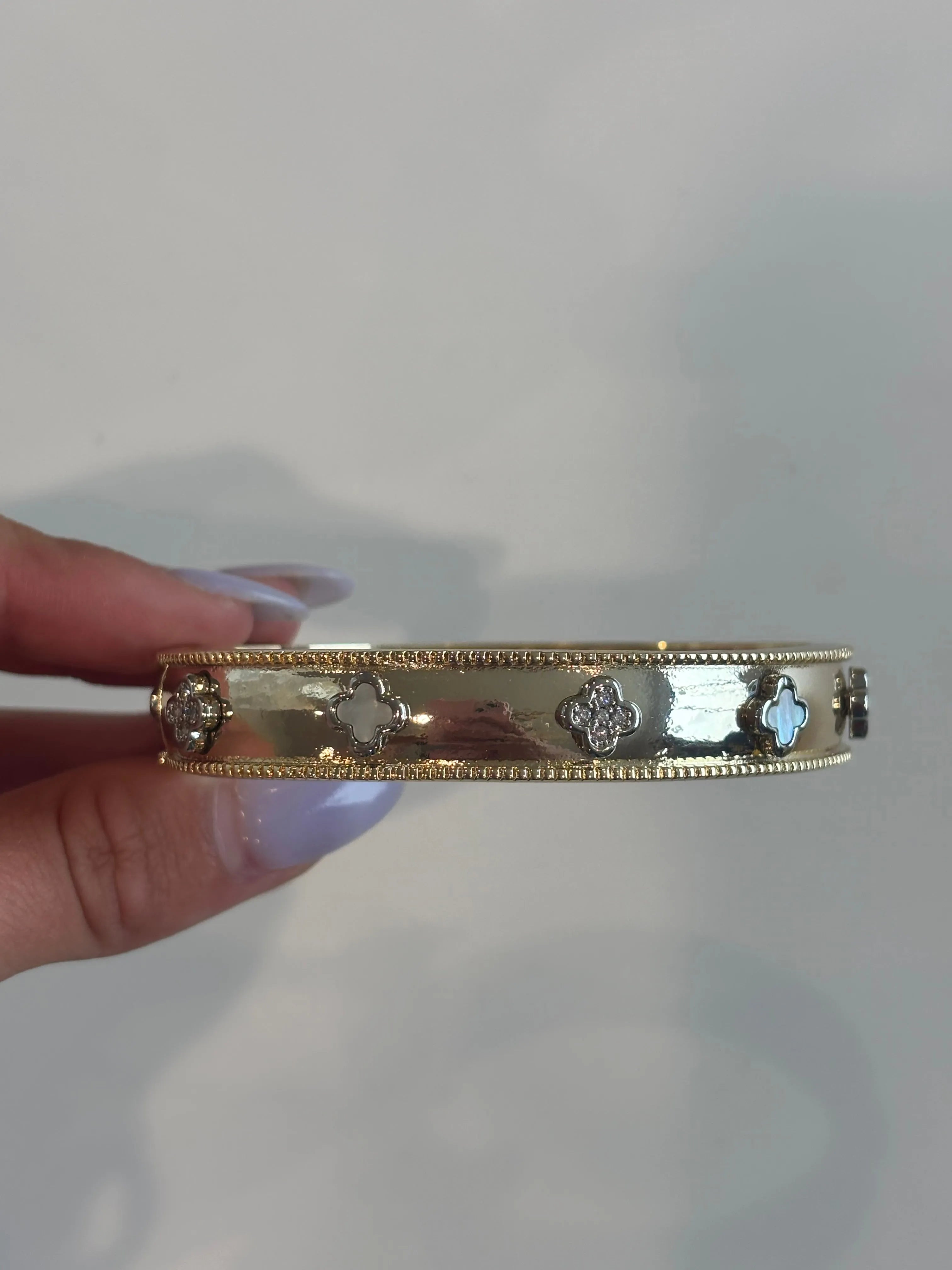 ATG Mixed Metals Crystal Clover Bracelet on Simply Obsessed
