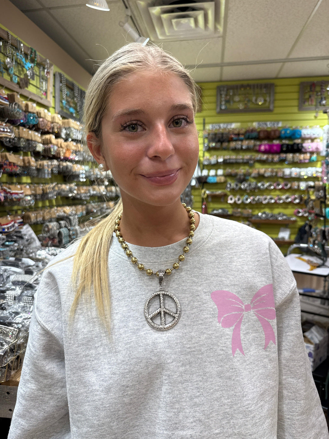 ATG Mixed Metals Peace Sign Necklace on Simply Obsessed